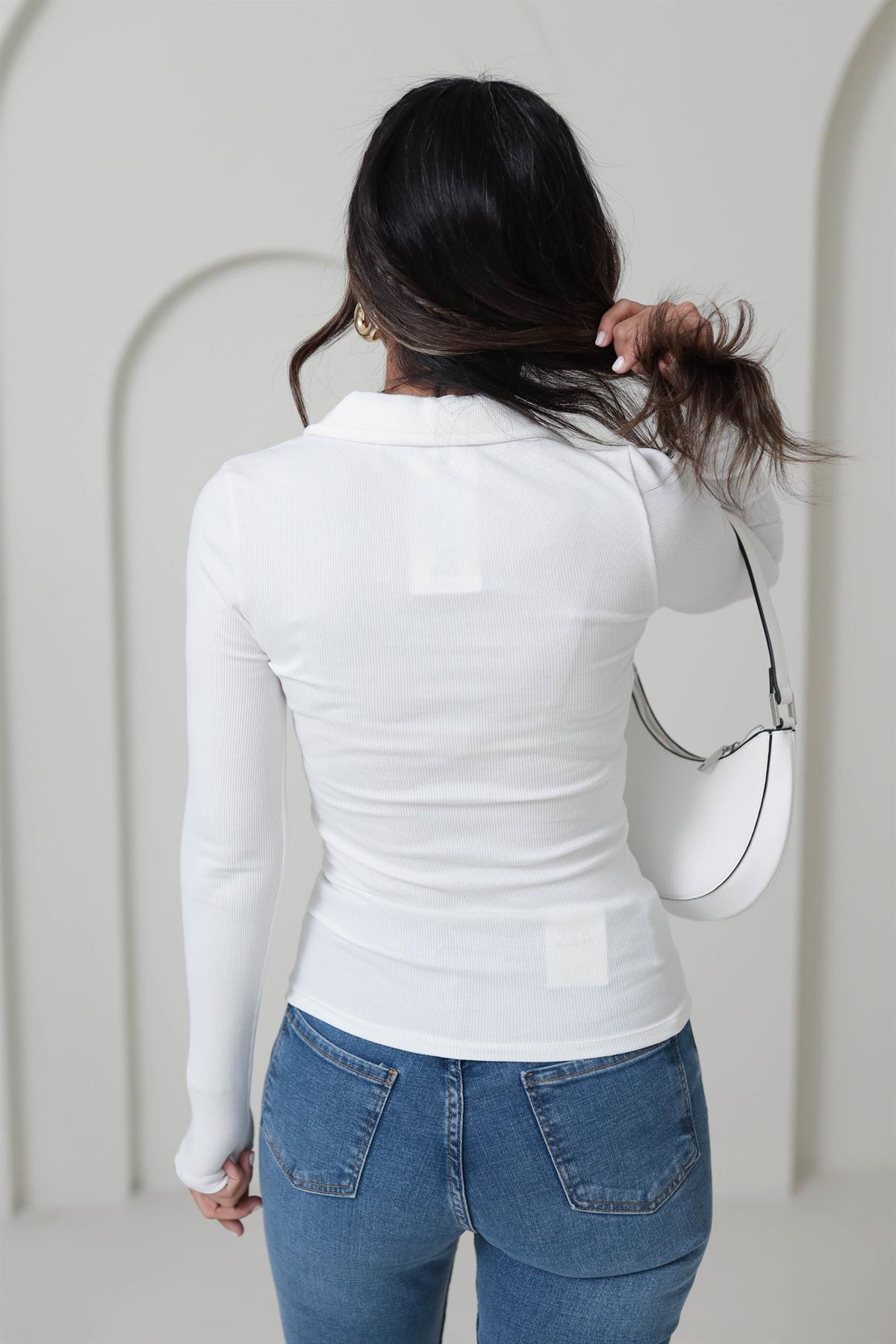 6365 Fermuarlı Uzun Kol Bluz