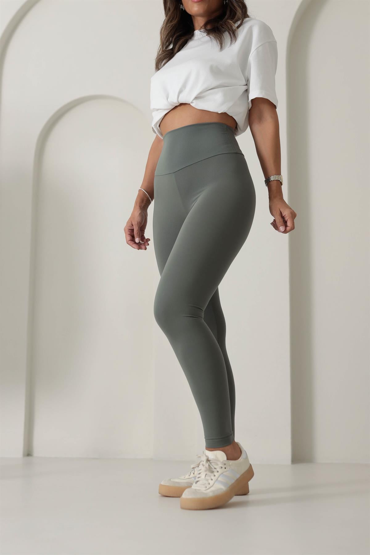 Oys Yüksek Bel Toparlayıcı Tayt HAKİ YEŞİL