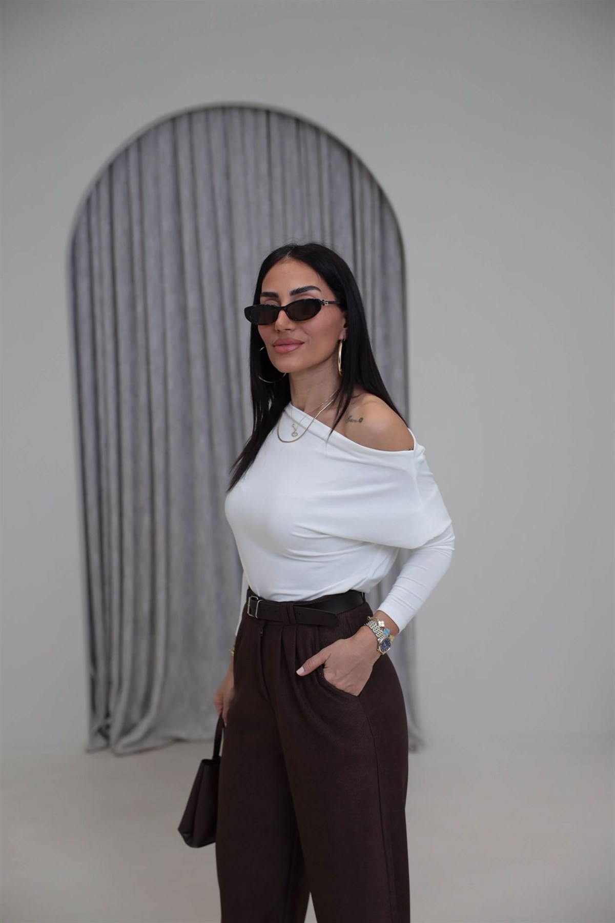 7221 Degaje Yaka Modal Bluz EKRU