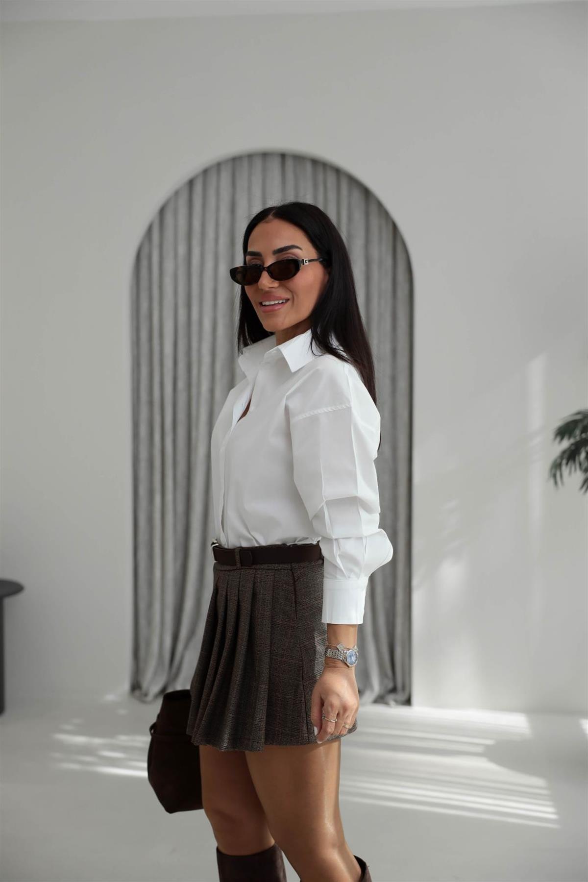 4094 Pamuklu Basic Karol Gömlek BEYAZ