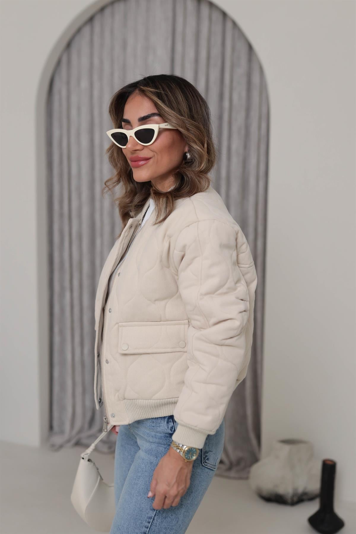 9516 Kapitone Şişme Mont TAŞ