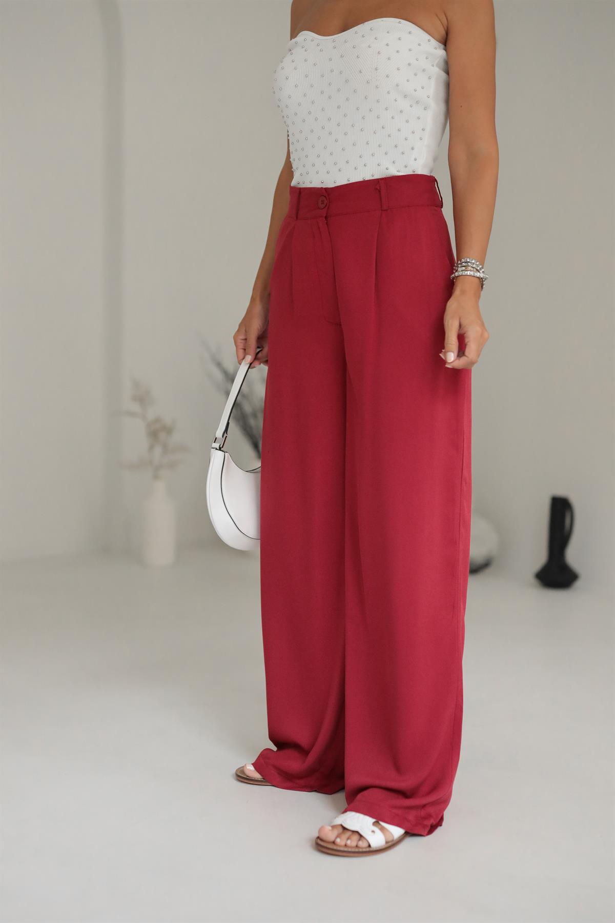 Tencel Kumaş Palazzo Pantolon