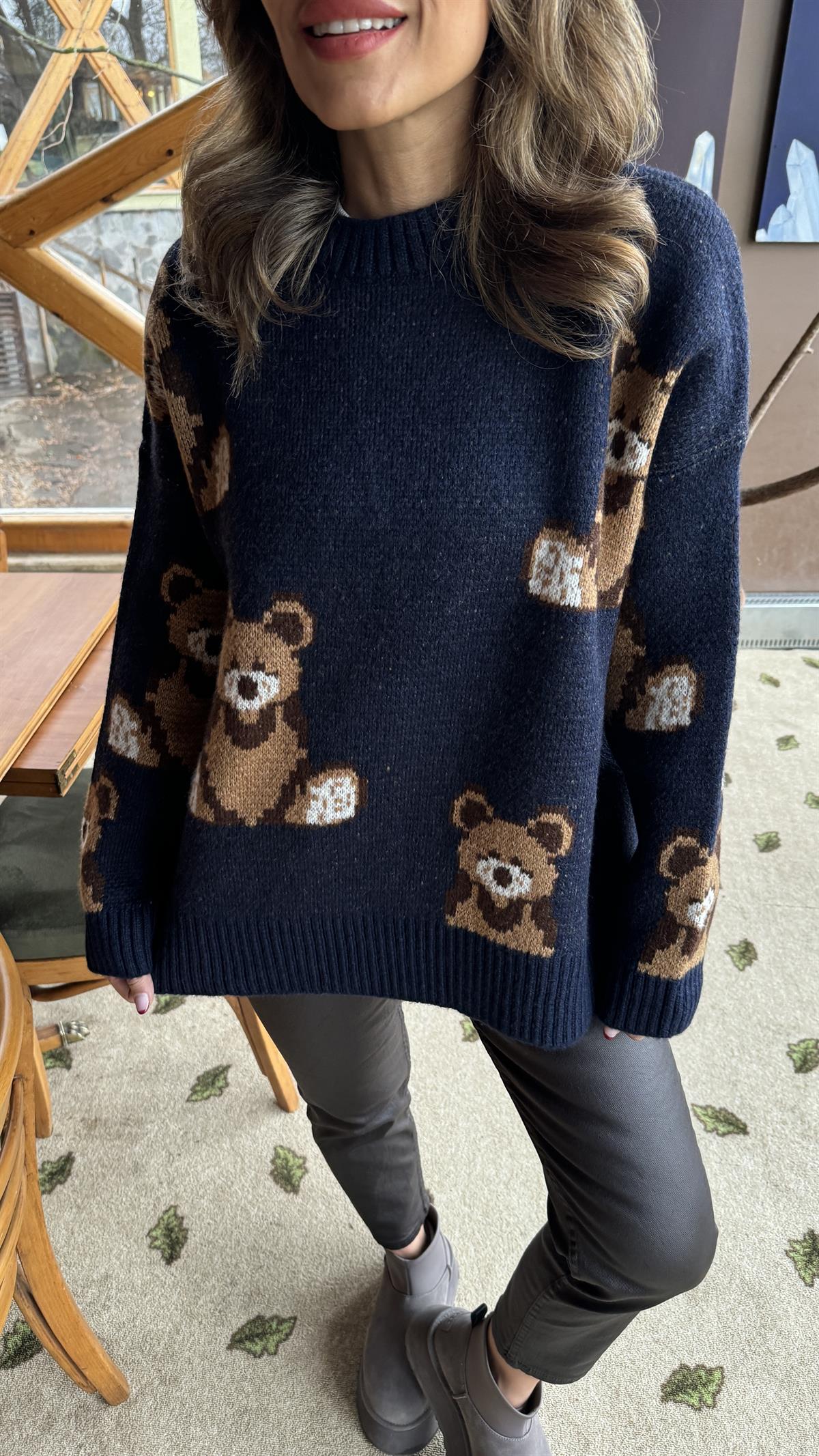 0033 Ayıcıklı Kalın Kazak LACİVERT