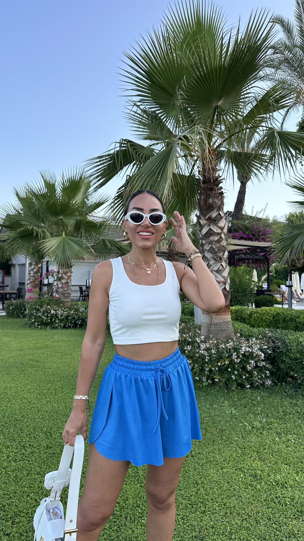 5768 Dalgıç Kumaş  Yuvarlak Yaka Crop Atlet