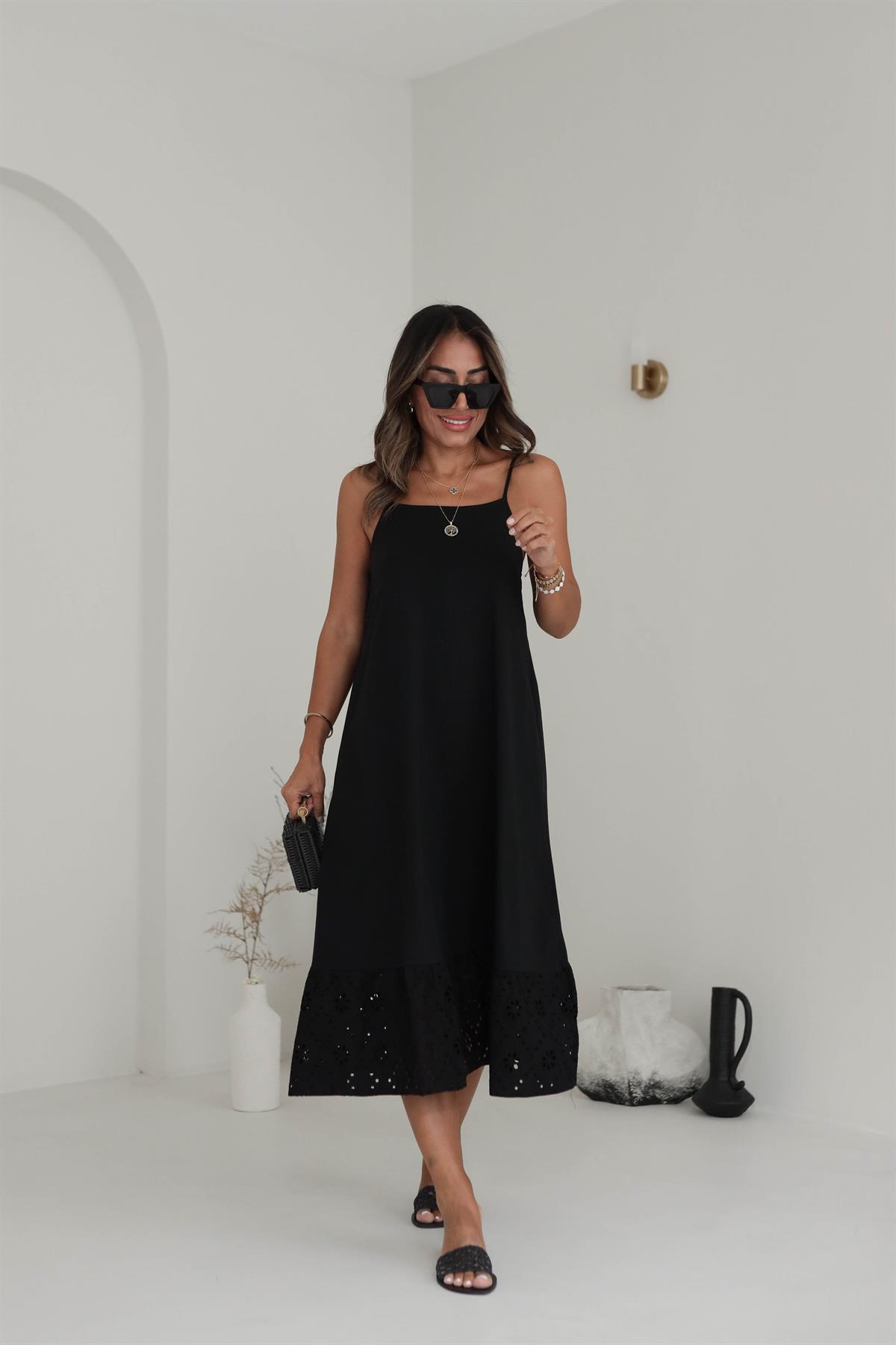 4319 Askılı Eteği Fistolu Elbise