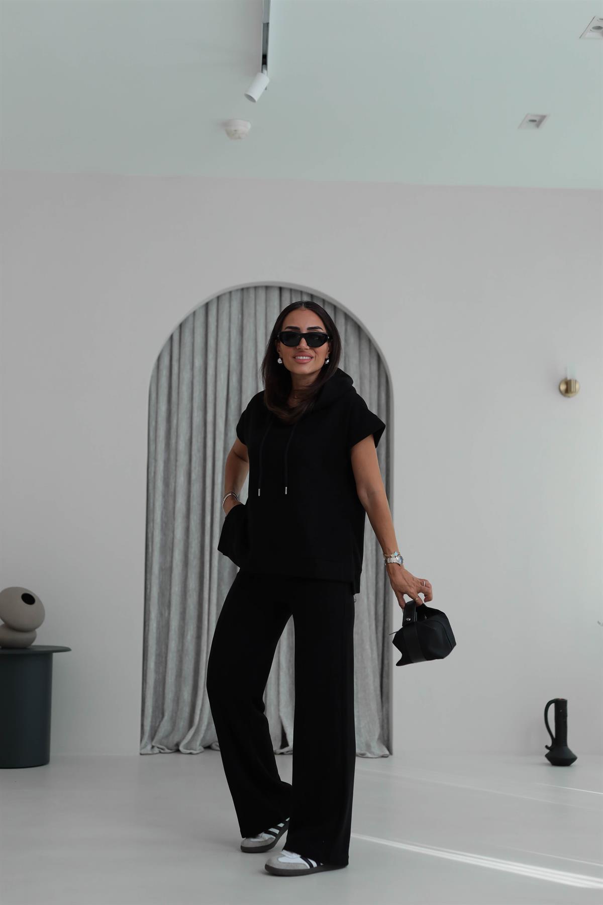 2030 Kapşonlu Kısa Kol Selanik Takım SİYAH