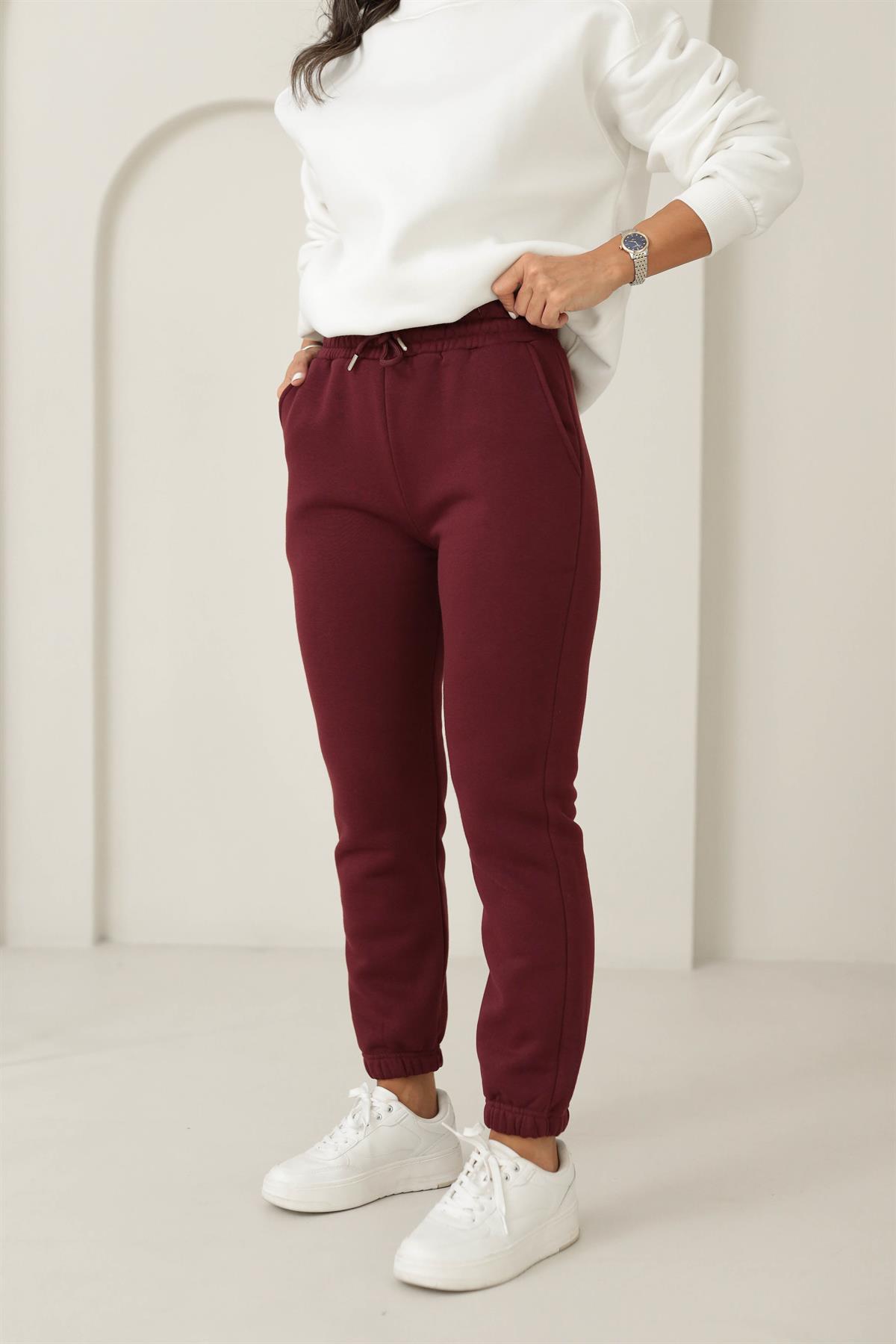 5574 Bel ve Paça Lastikli Eşofman Altı BORDO