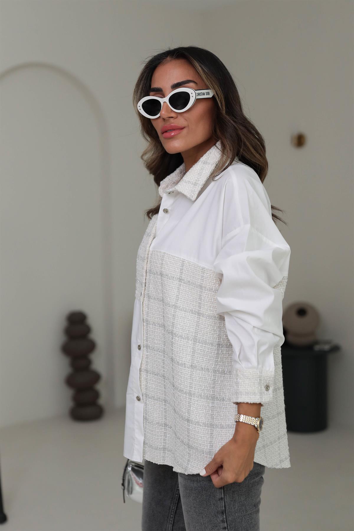 9075 Tüvit Garnili Poplin Gömlek Ceket