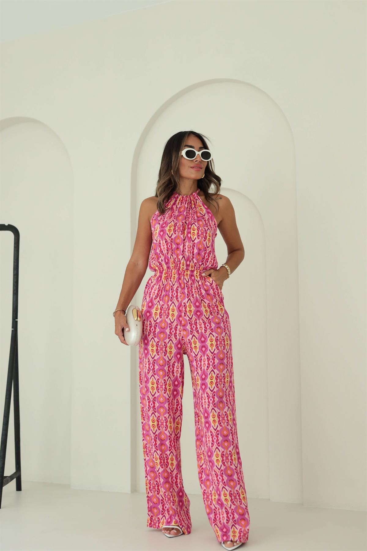 9187 Desenli Beli Lastikli Tulum