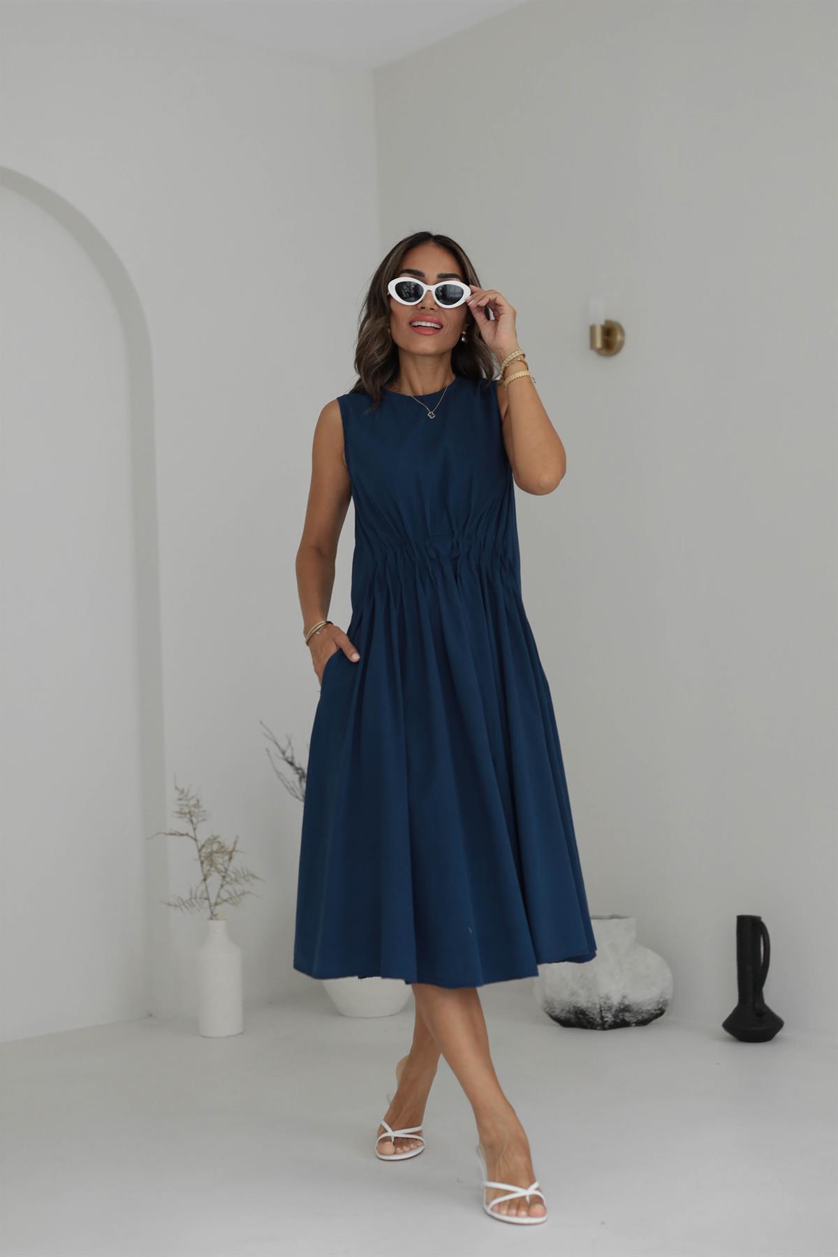 1620 Önden Büzgü Detaylı Elbise