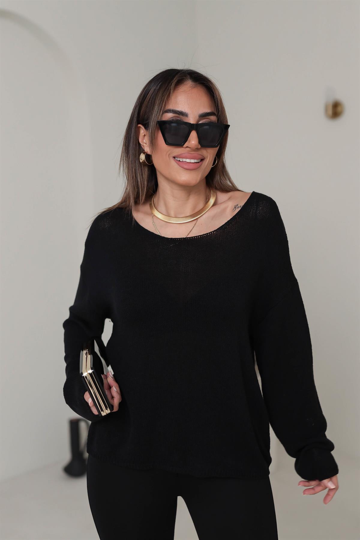 0706 Oval Yaka Basic Triko SİYAH