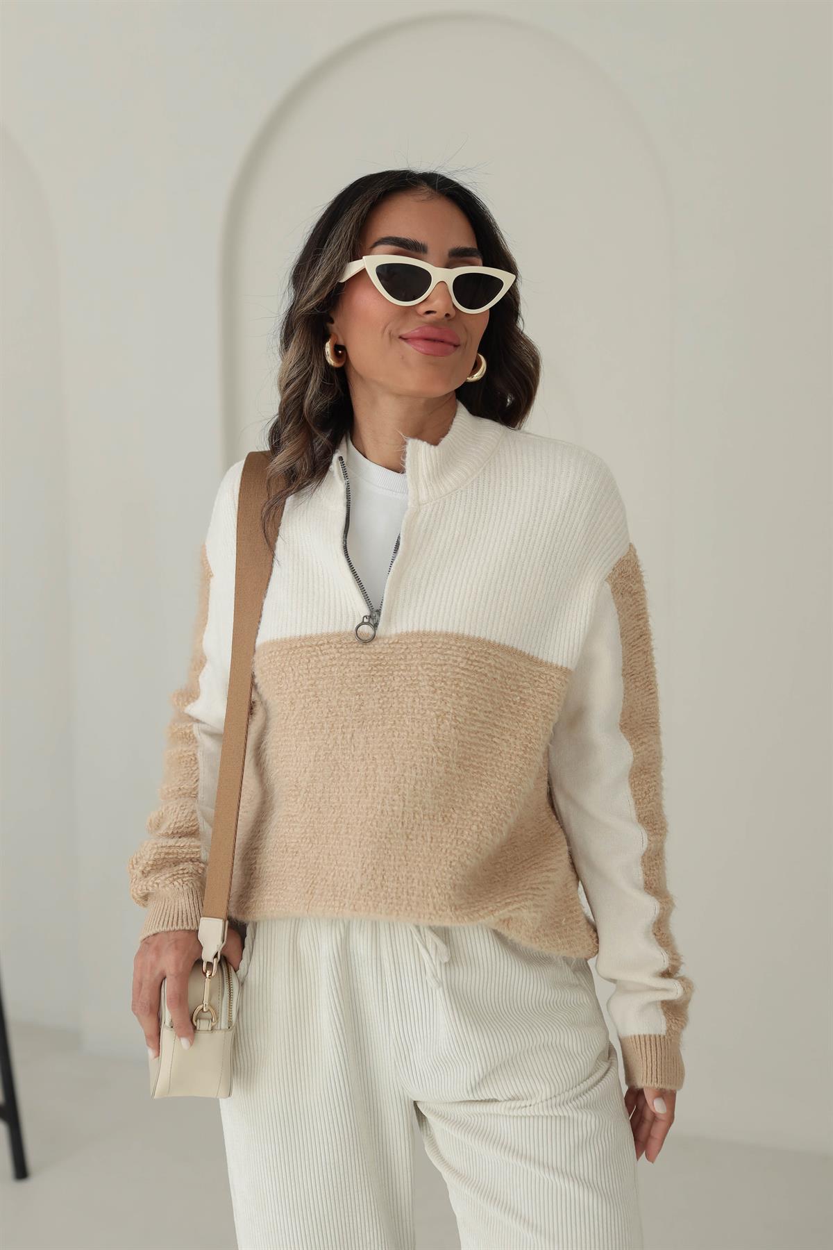 1125 Yaka Fermuarlı Mixli Kazak