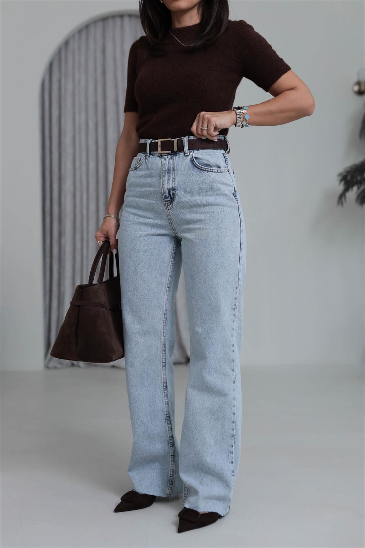 1077 Paça Kesikli Palazzo Jean BUZ MAVİ