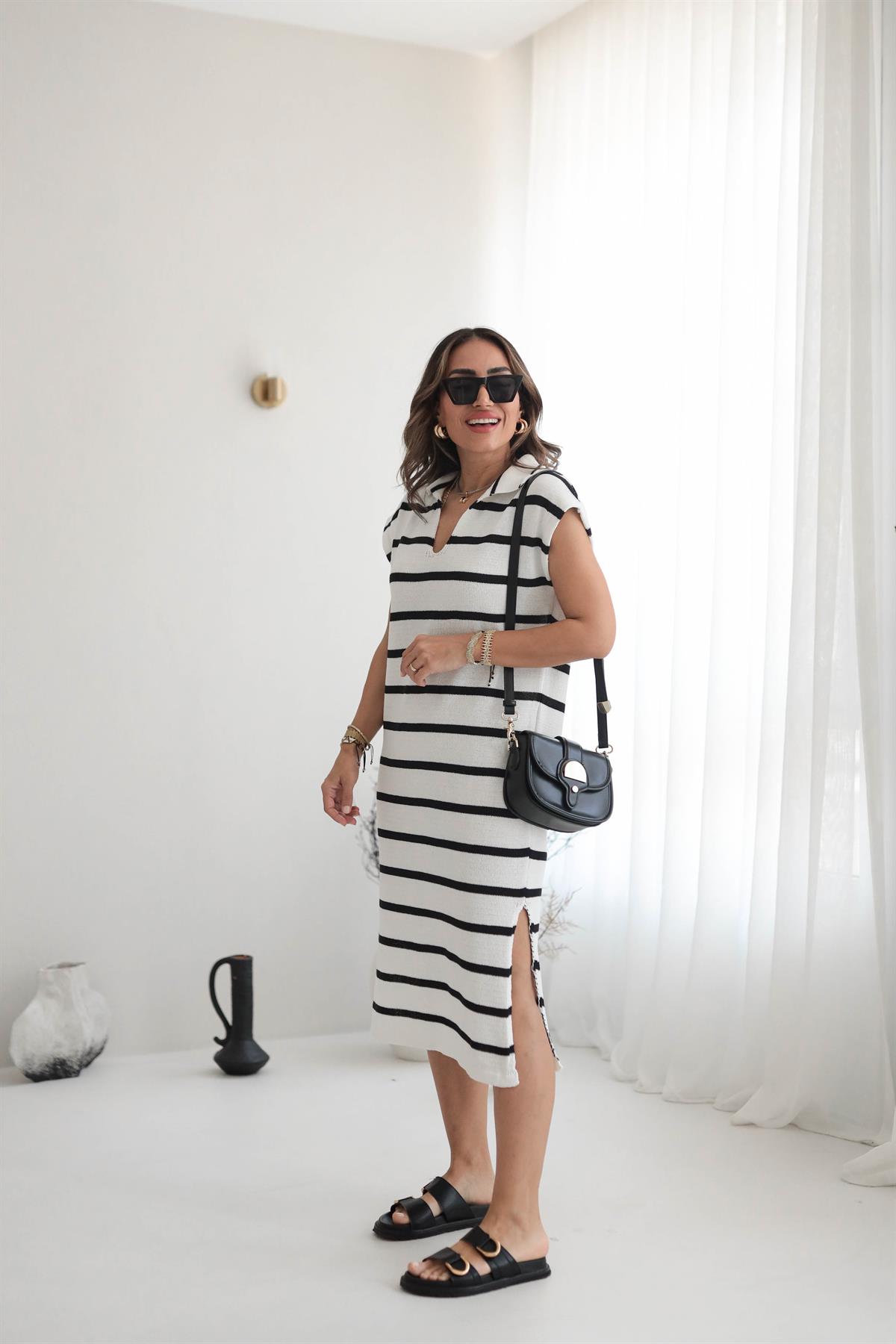 Polo Yaka Triko Elbise