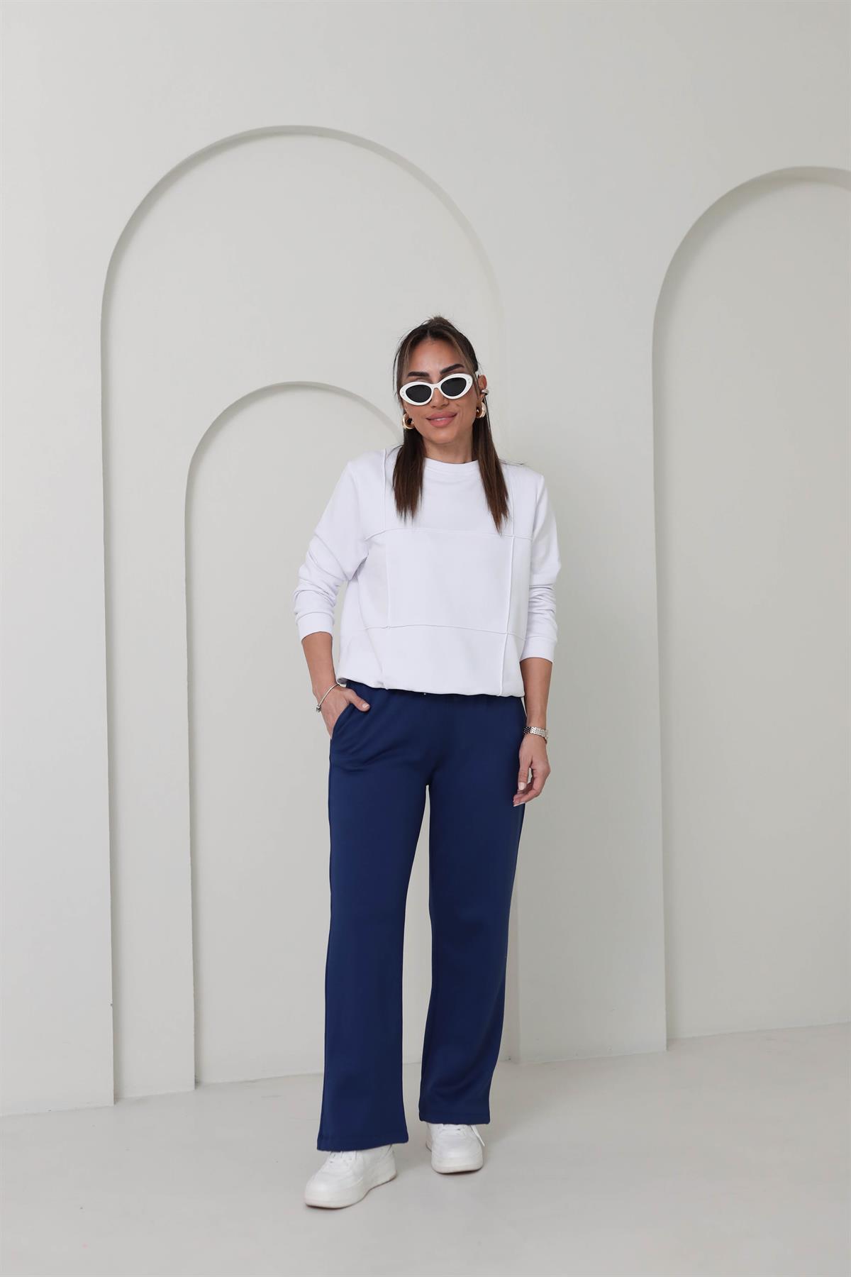 1187 Çimalı Sweatshirt BEYAZ