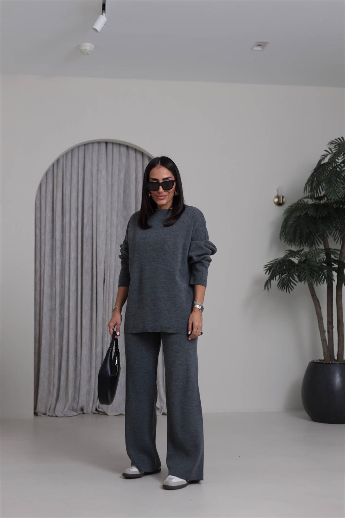 0316 Düz Basic Triko Takım ANTRASİT