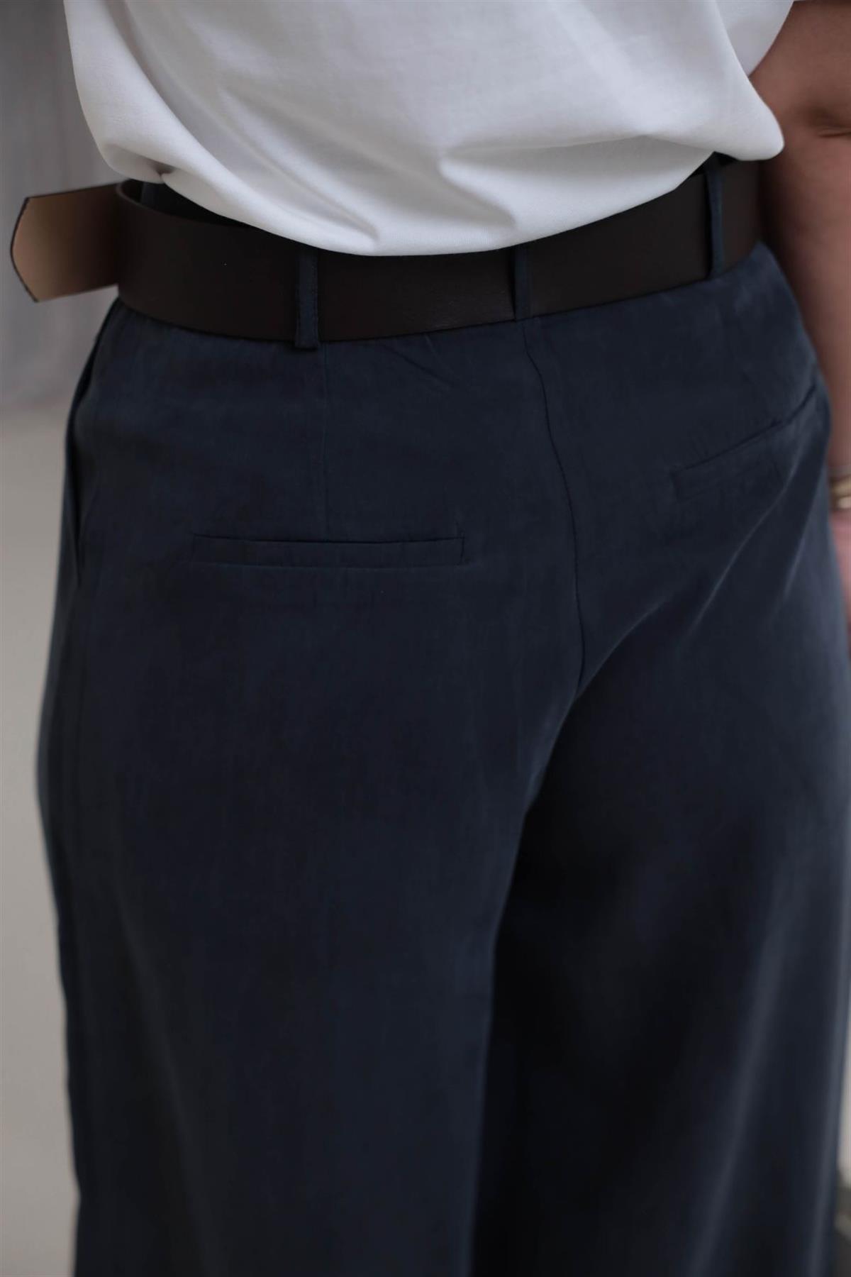 0741 Kemerli Salaş Tencel Pantolon ANTRASİT