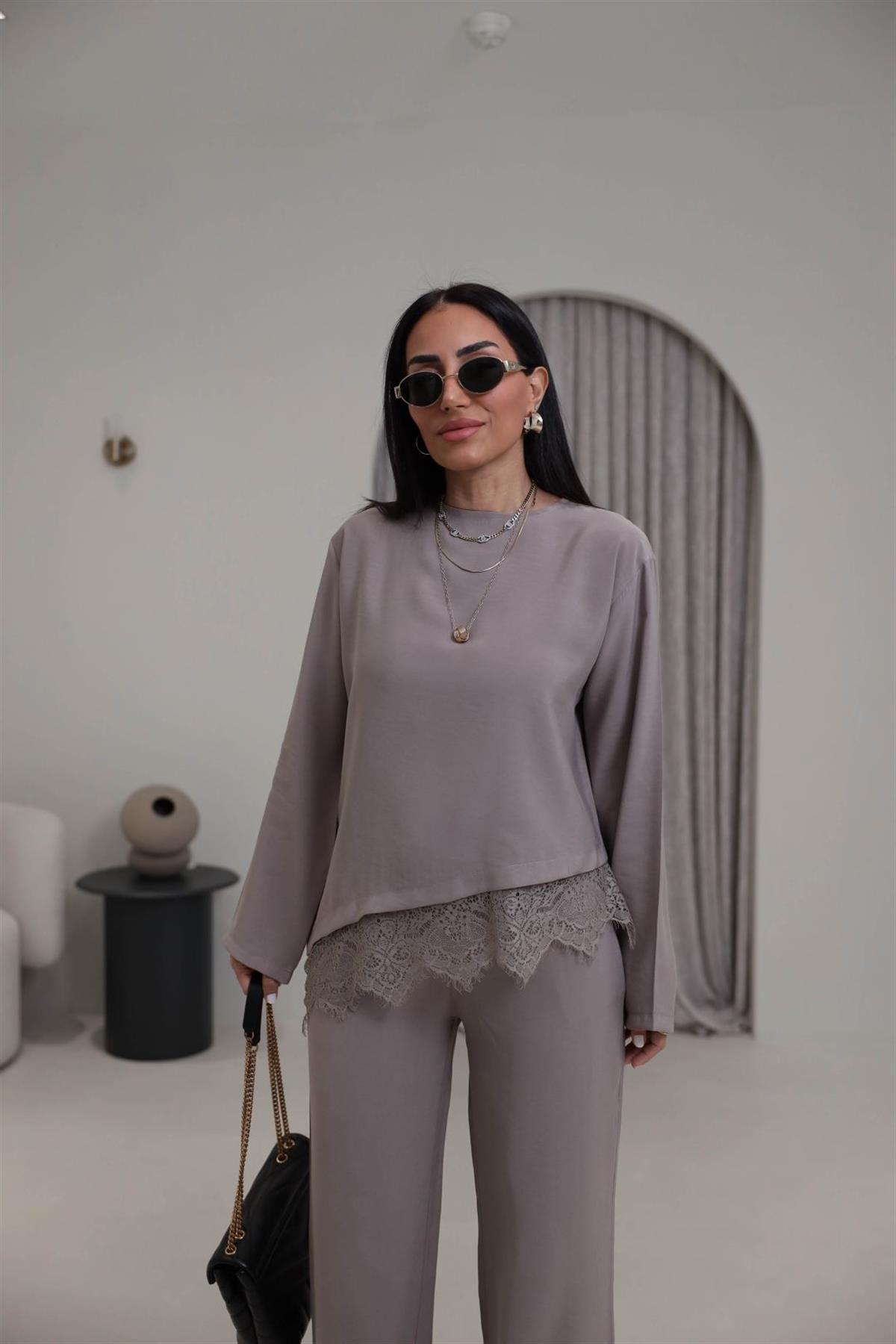 7308 Dantelli Tencel Modal Takım TAŞ