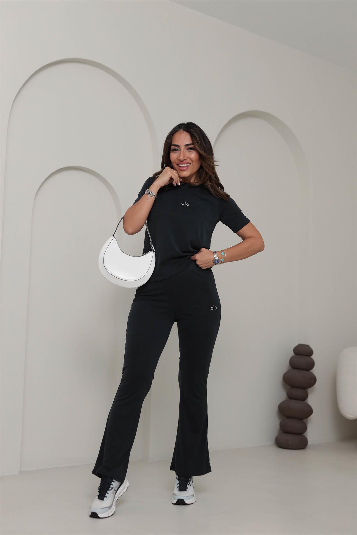 Gümüş Yazılı Fitilli Modal Takım FÜME