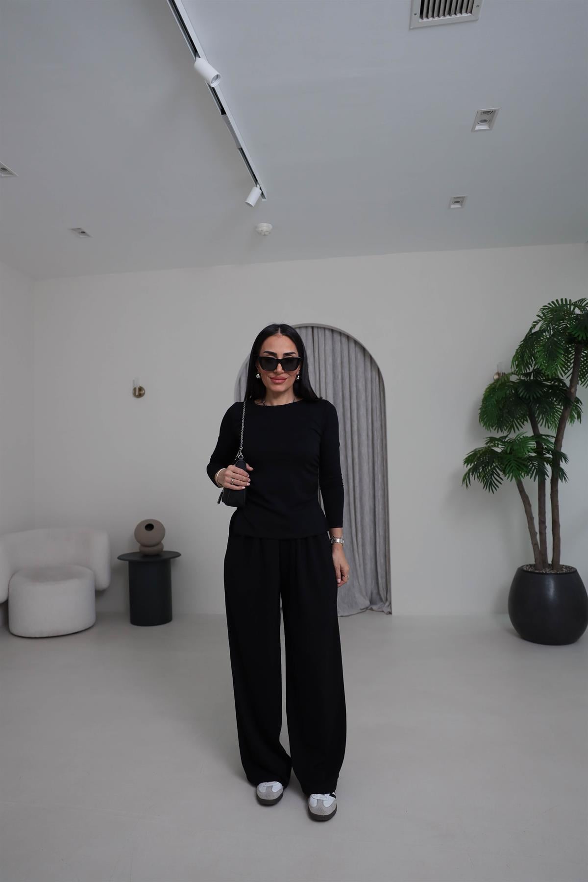 1181 Bel Büzgülü Modal Salaş Takım SİYAH