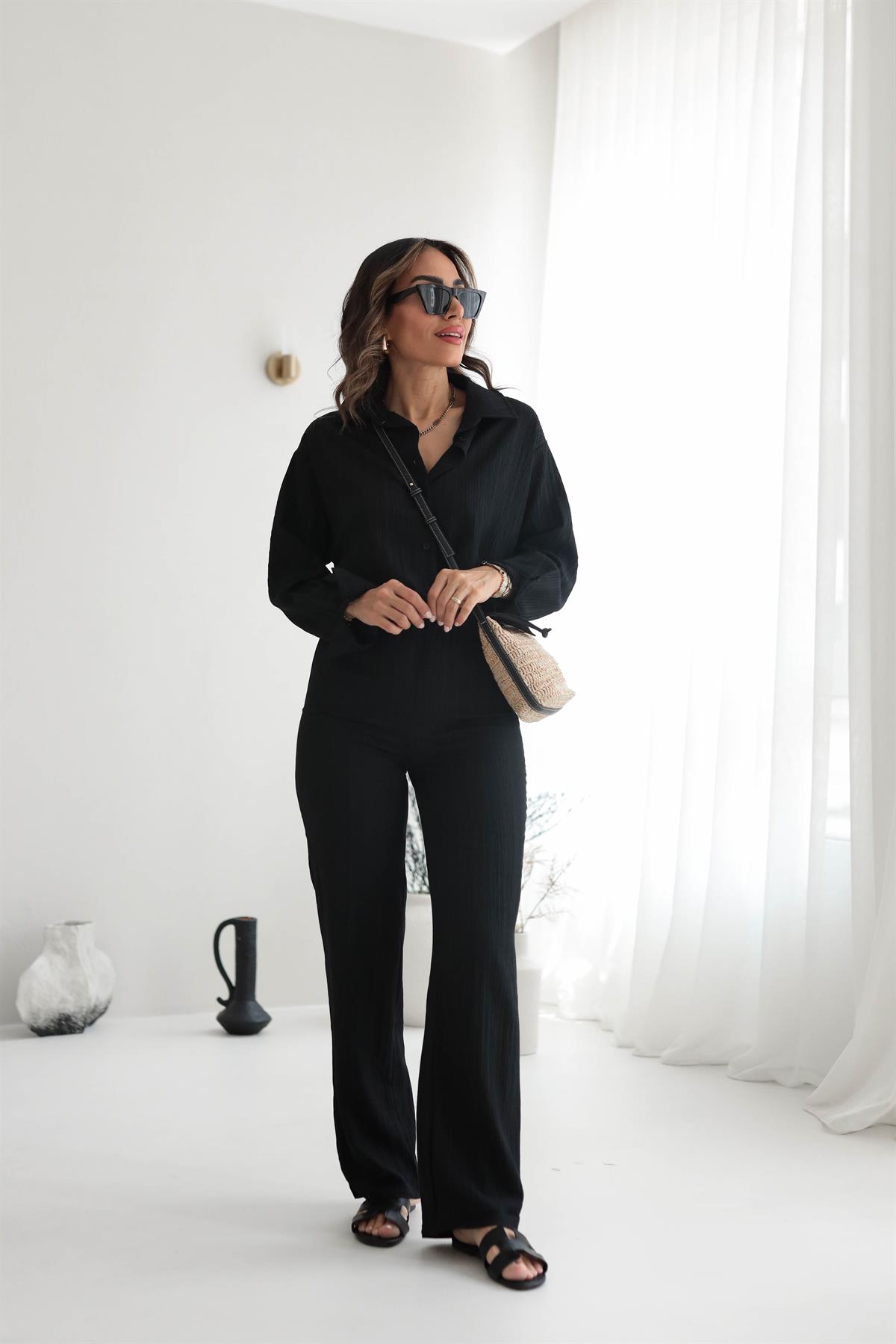 0042 Gömlek & Pantolon Gofre Takım