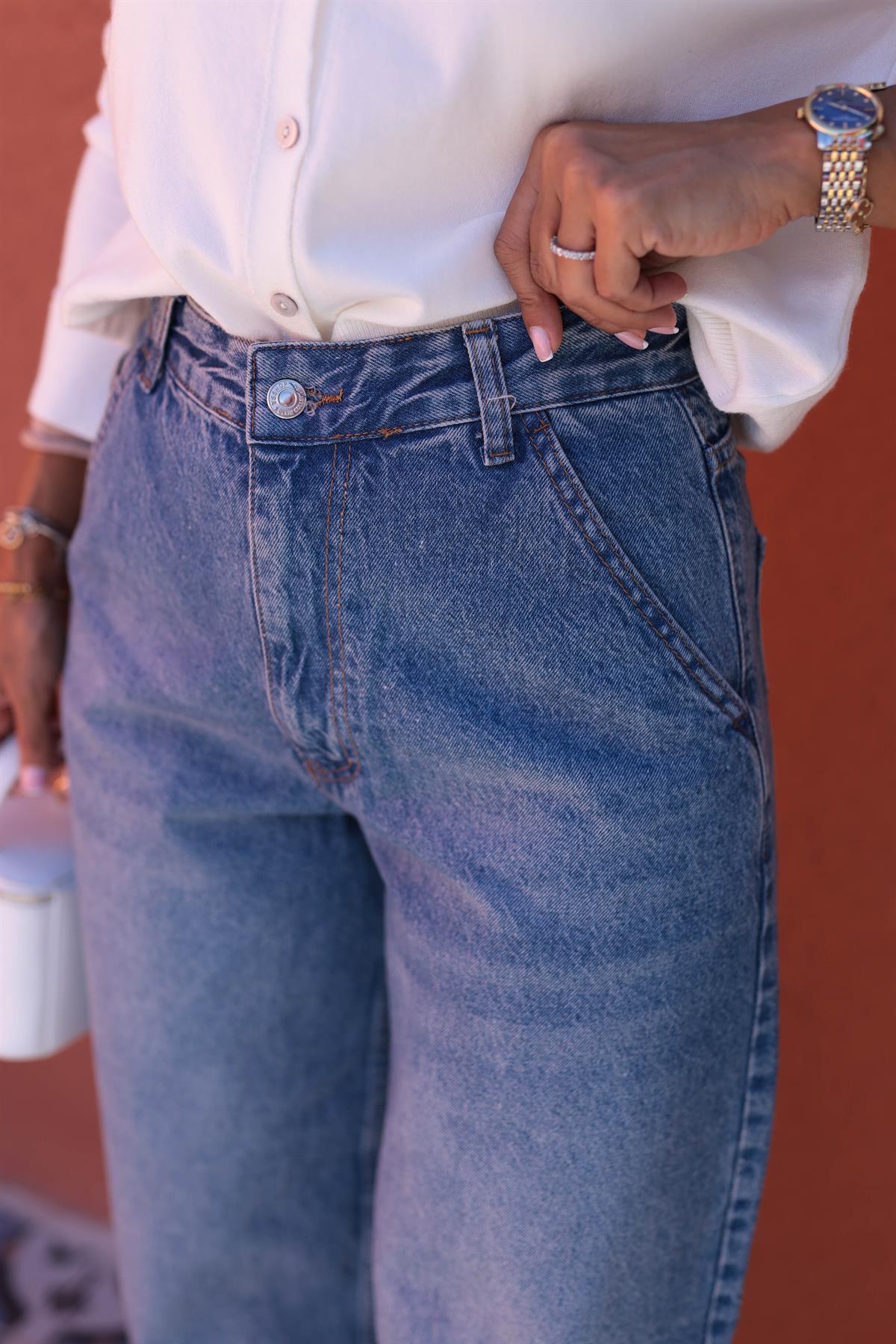 490 Yan Cep Detay Bol Paça Jean AÇIK MAVİ