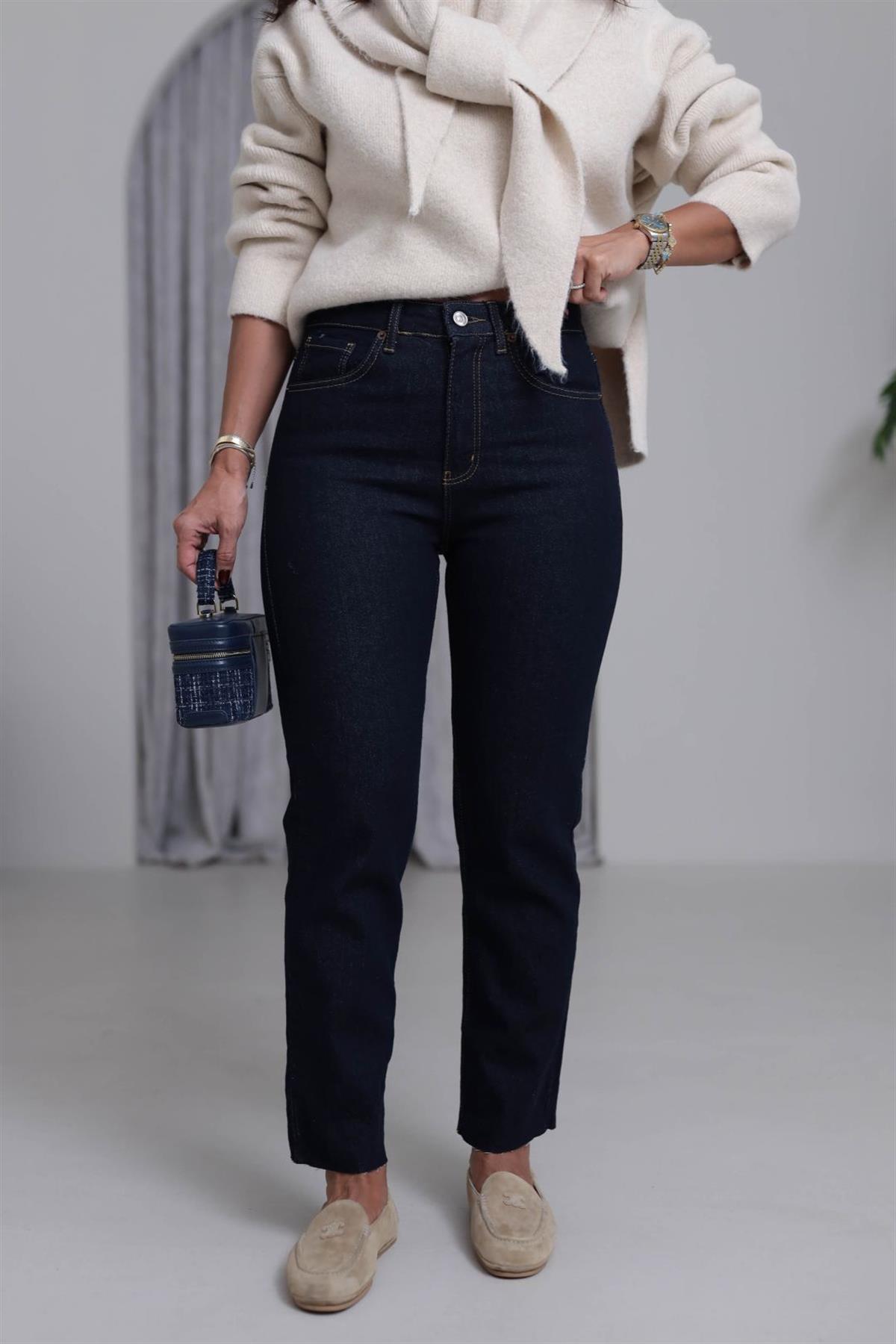 ZA Lazer Kesikli Boyfit Jean KOYU LACİ