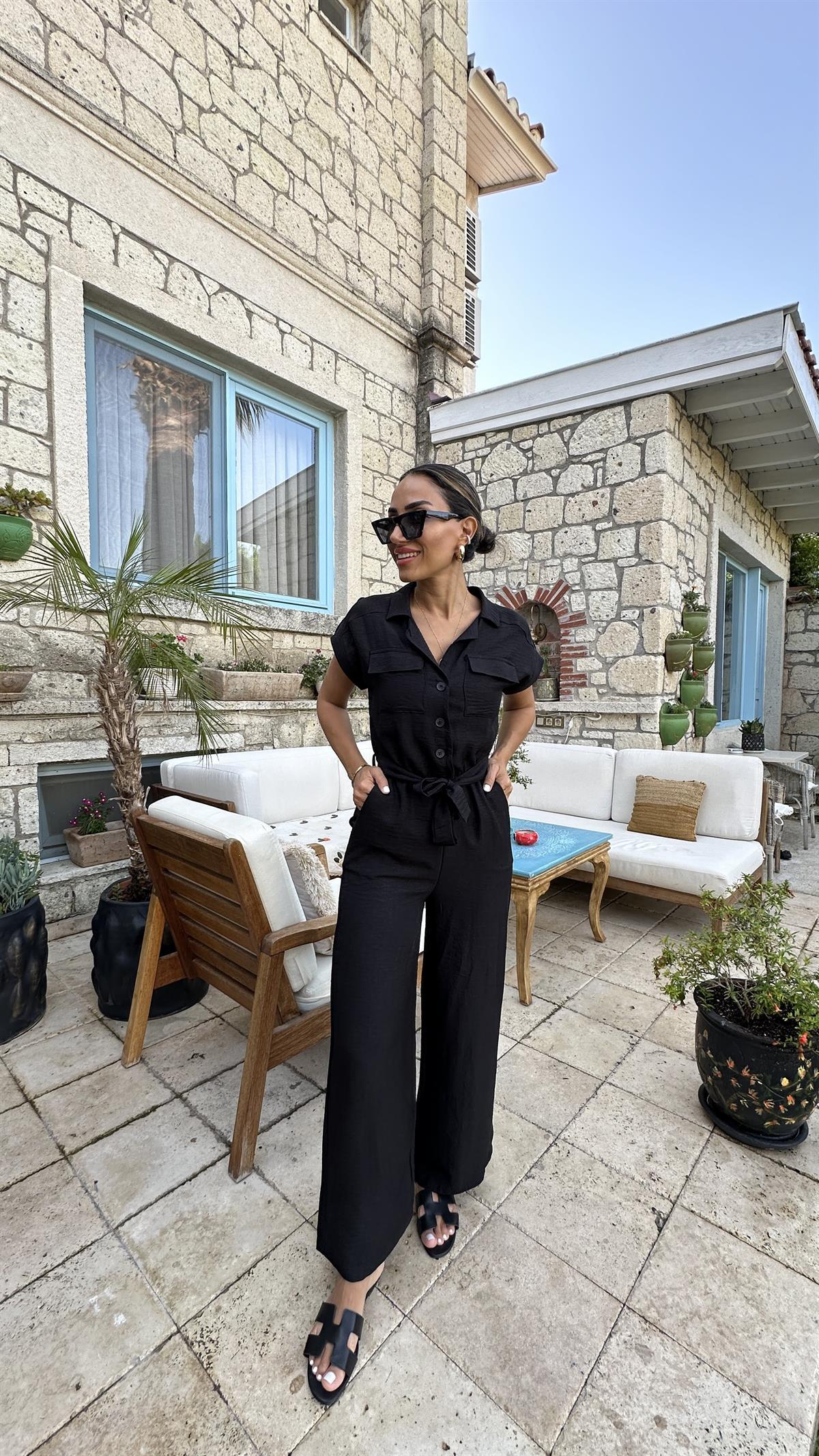 7174 Apoletli Cep Detaylı Rahat Tulum