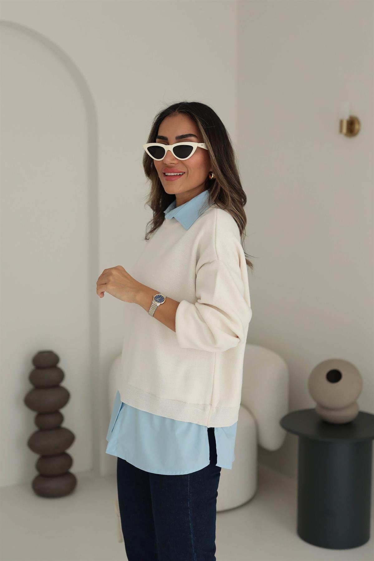 0050 Gömlek Detaylı Triko