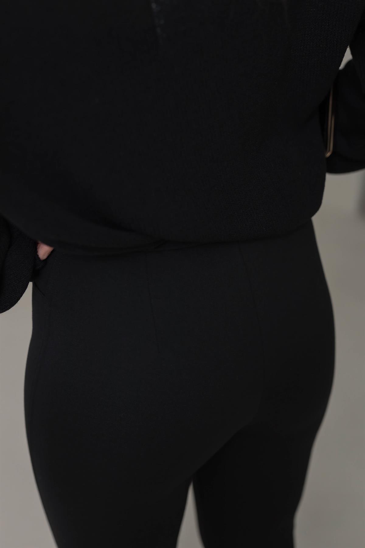 5121 Gold Düğme Detaylı Tayt Pantolon SİYAH