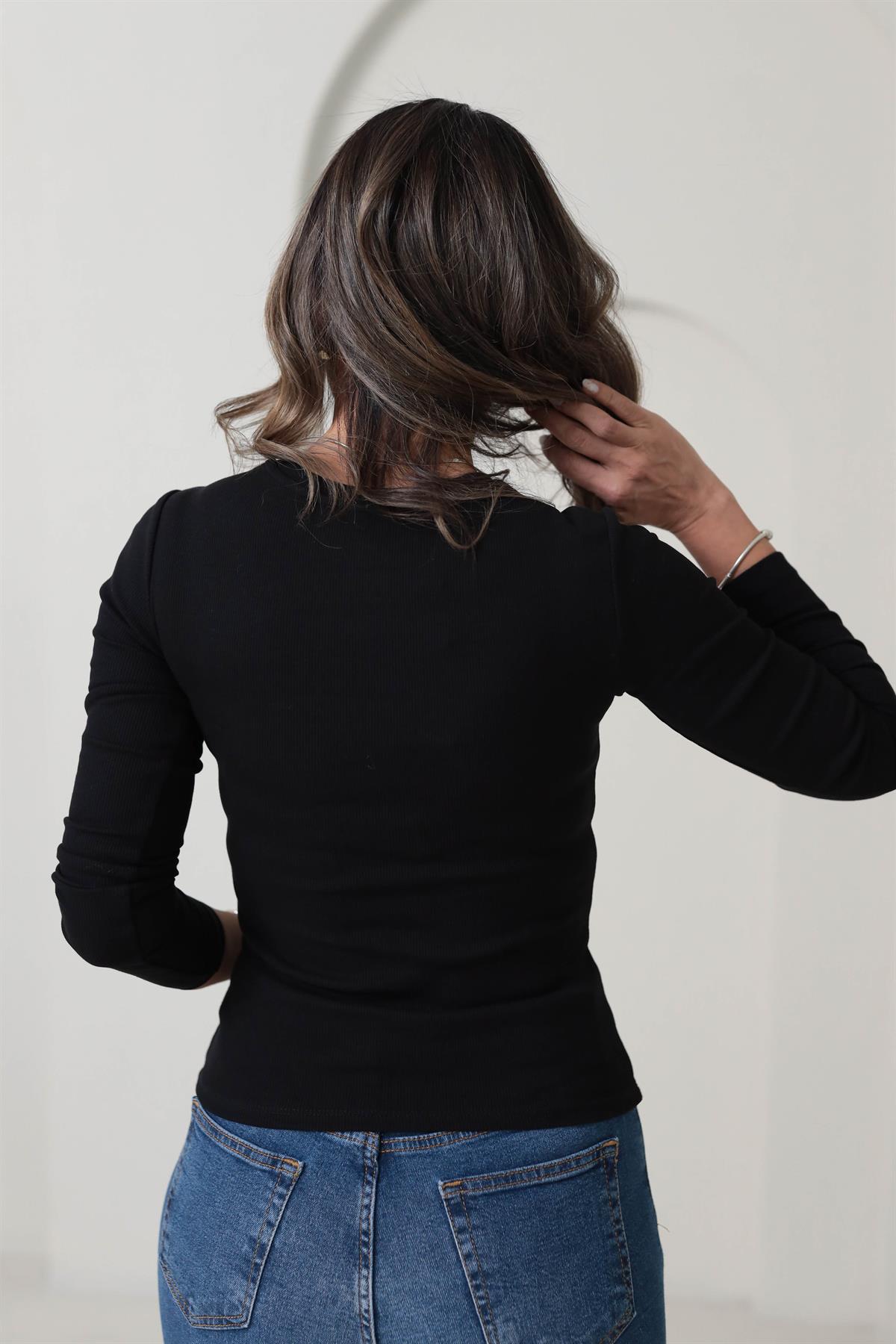 6497 Cebi Gold Detaylı Bluz SİYAH