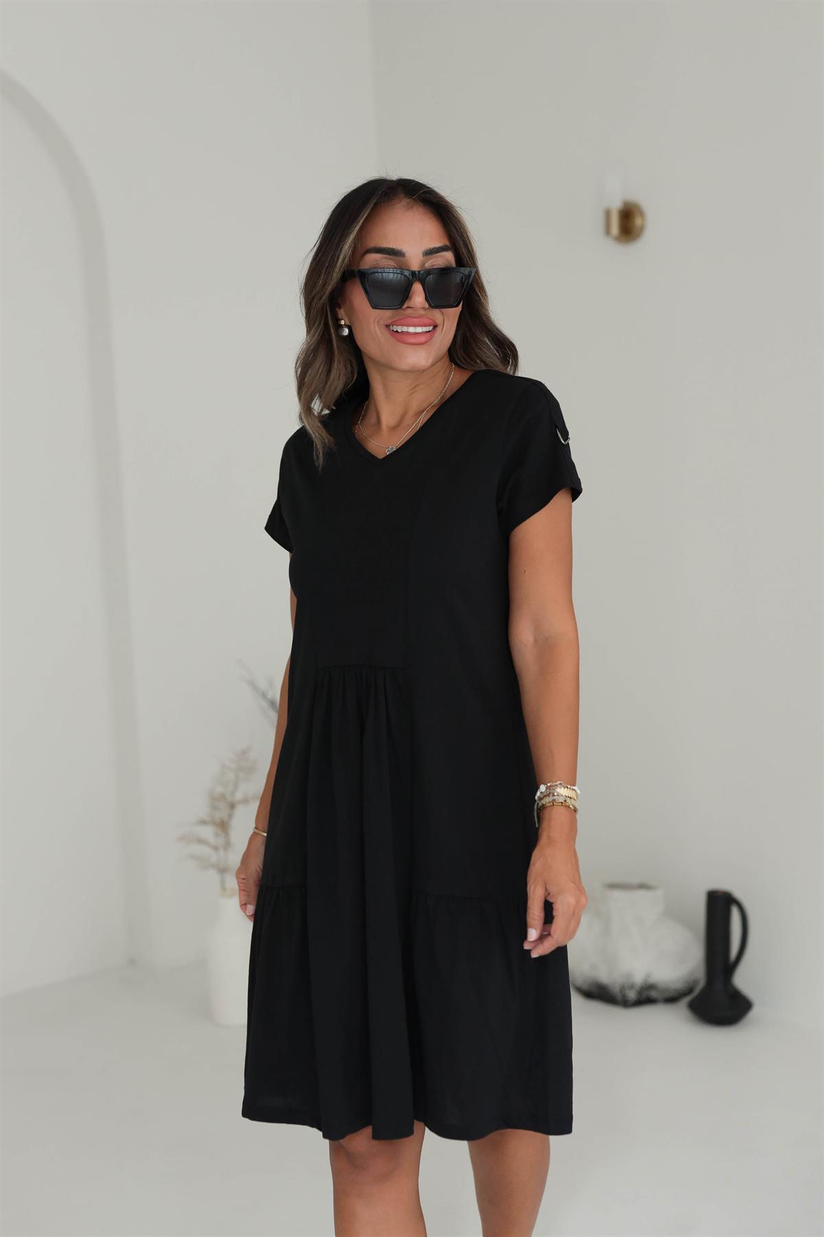 4919 V Yaka Rahat Penye Elbise