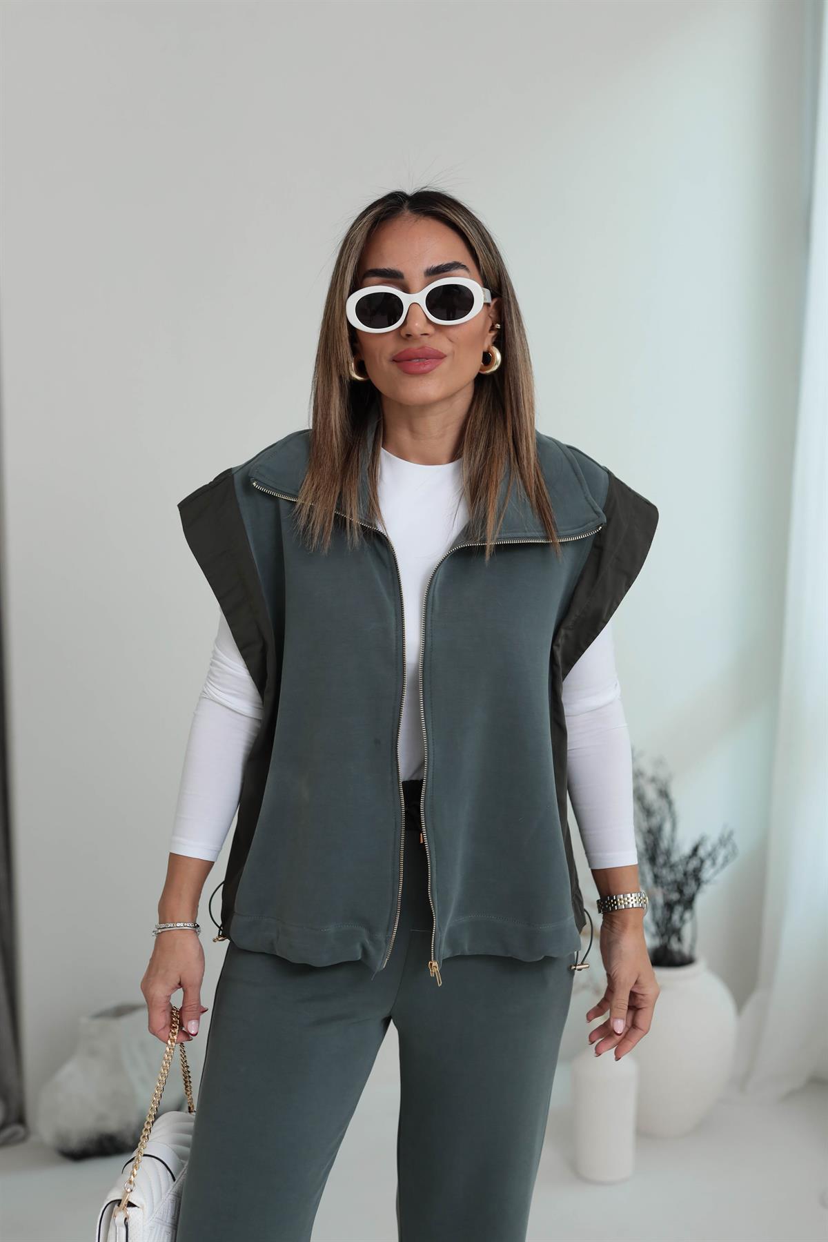 Ntwork Modal Yelekli Takım HAKİ YEŞİL