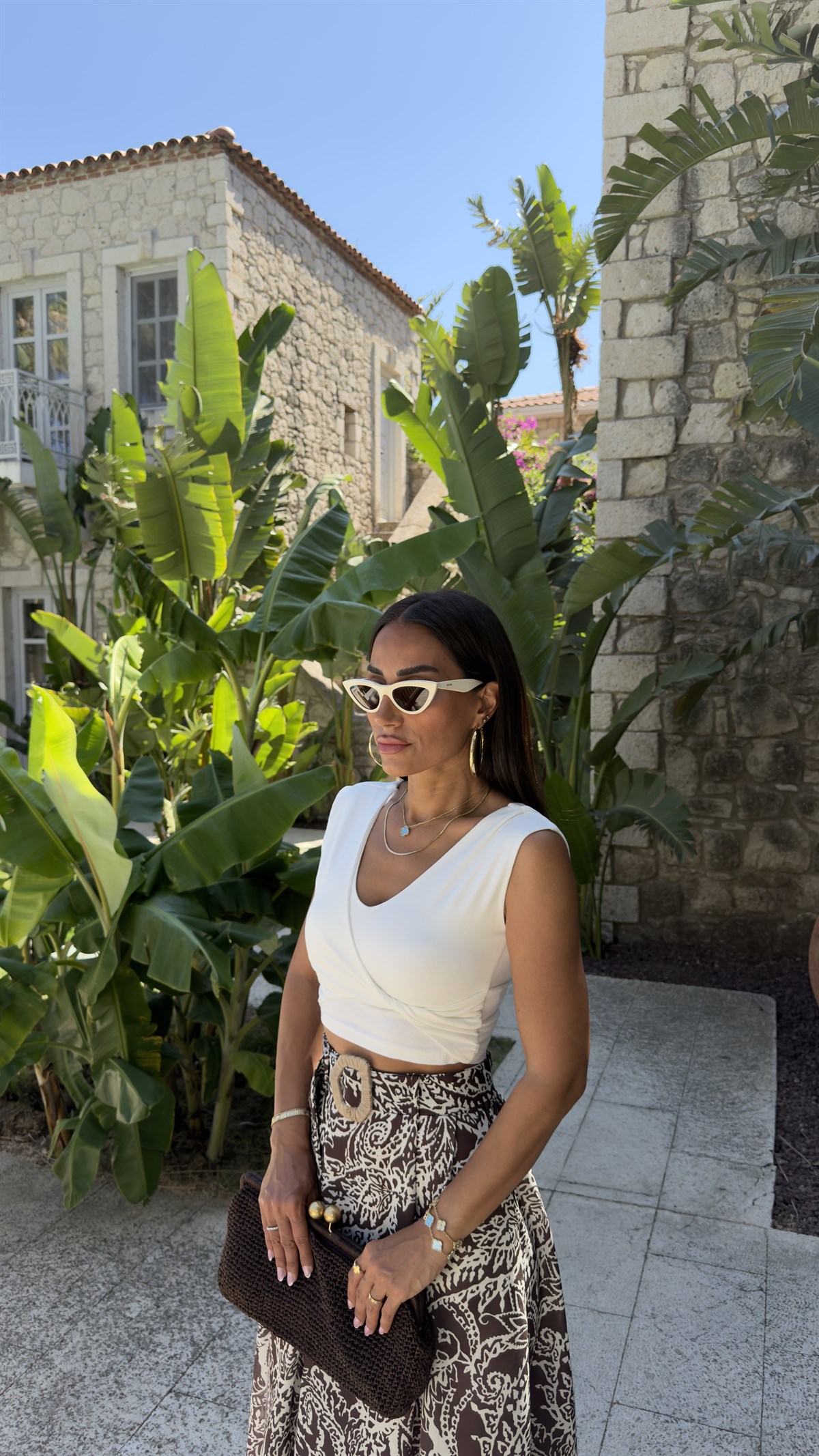 0338 Çapraz Detaylı Crop Top EKRU