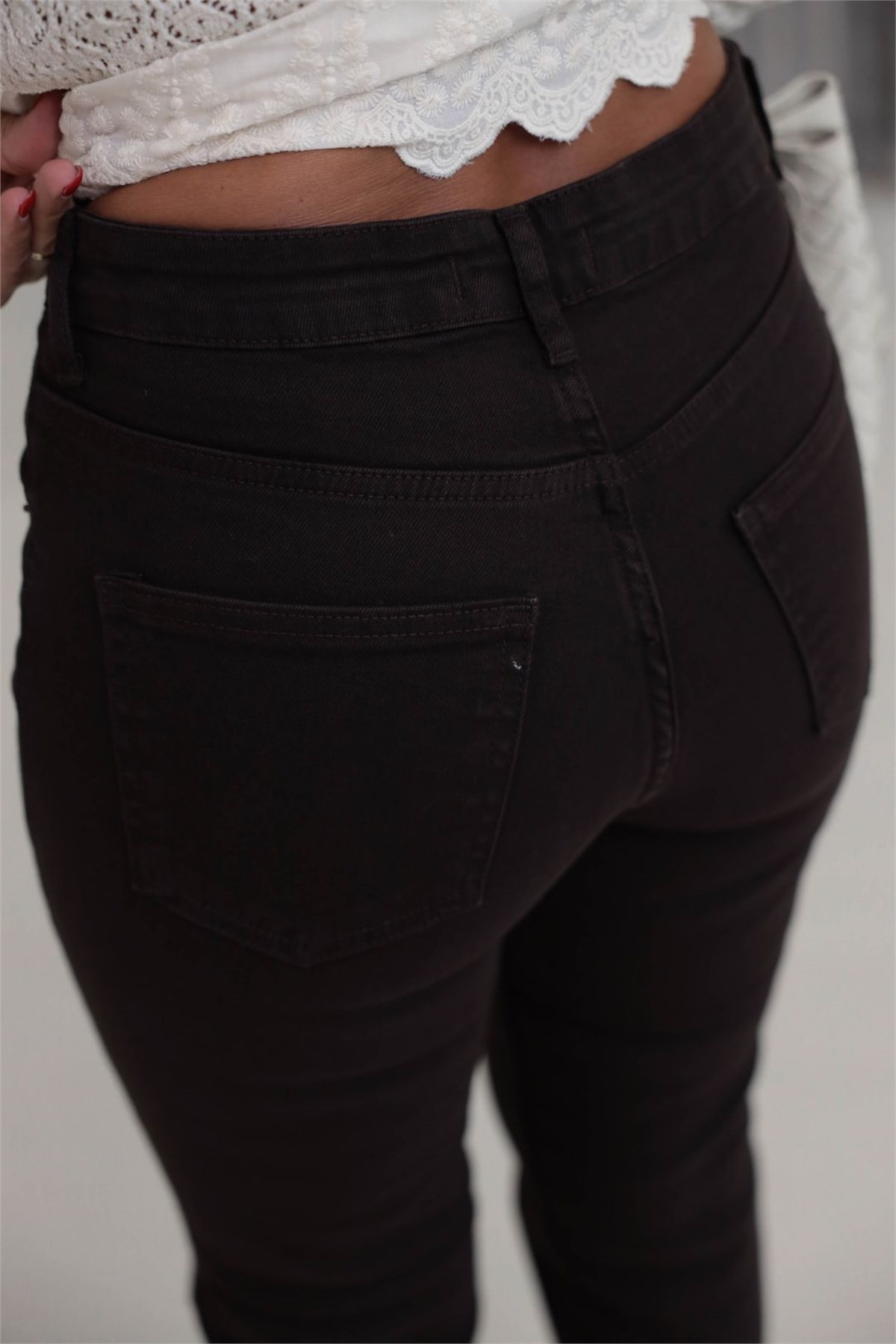 2402 Lazer Kesikli Boyfit Jean ACI KAHVE