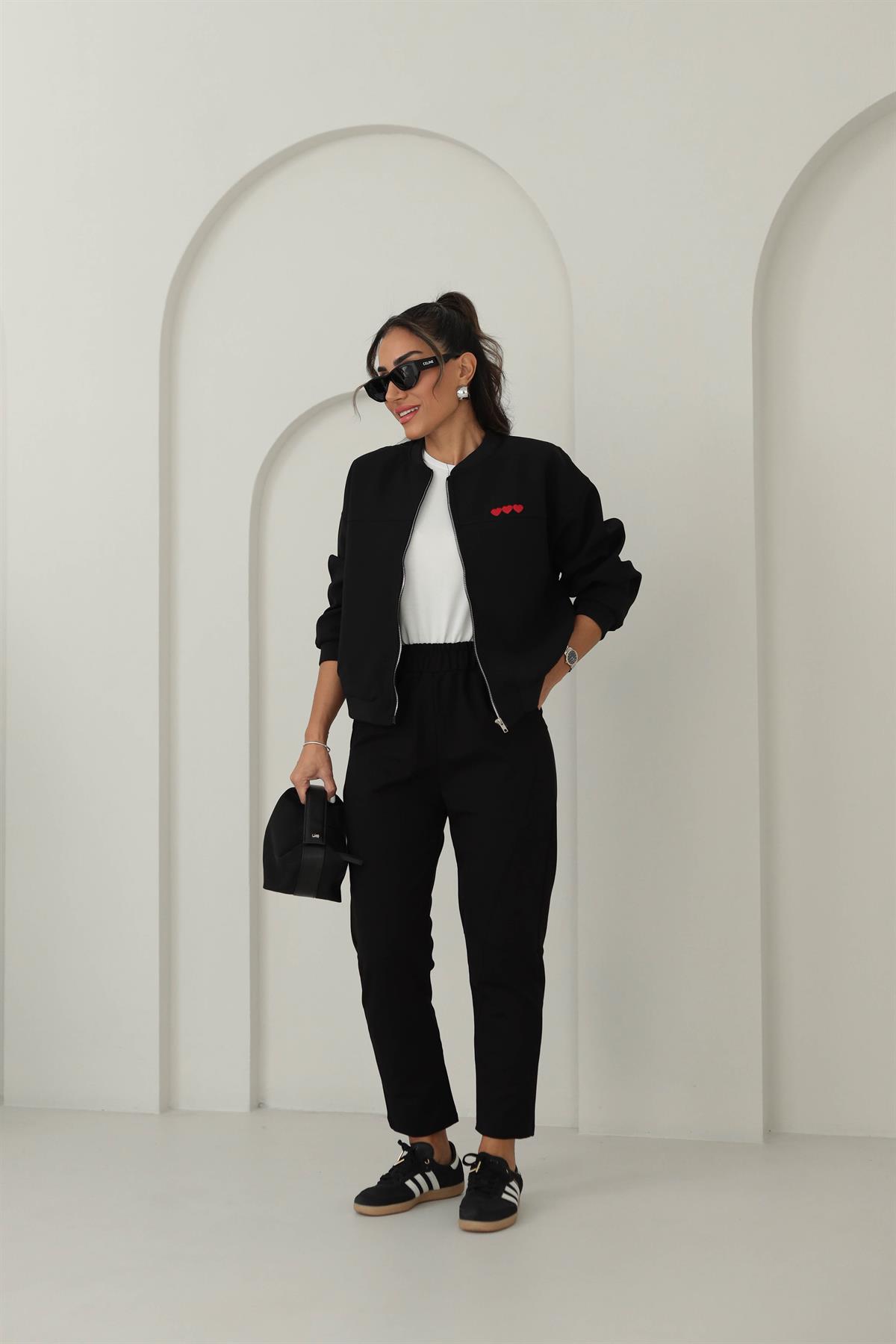 5303 Kalp Nakışlı Bomber Ceket