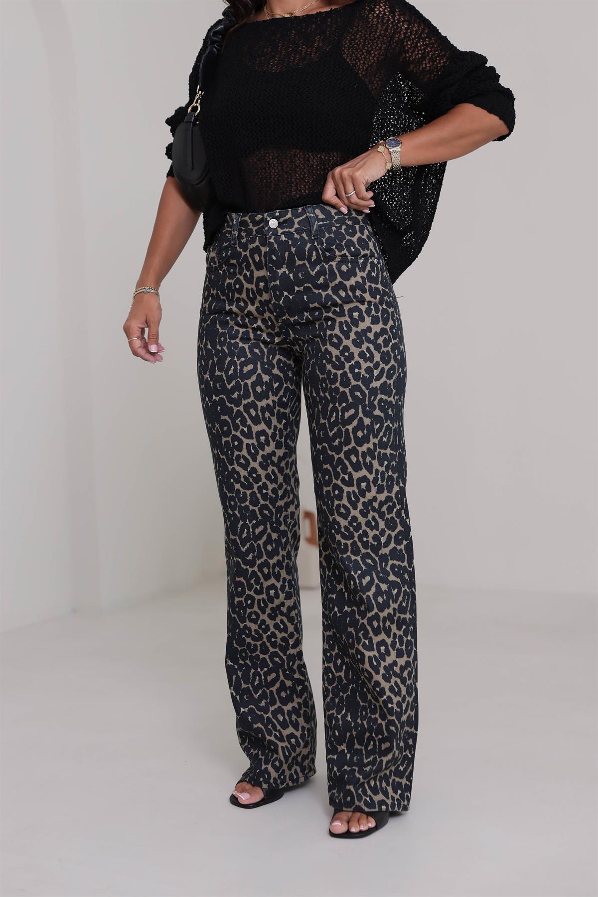 488 Yüksek Bel Wide Leg Jean LEOPAR