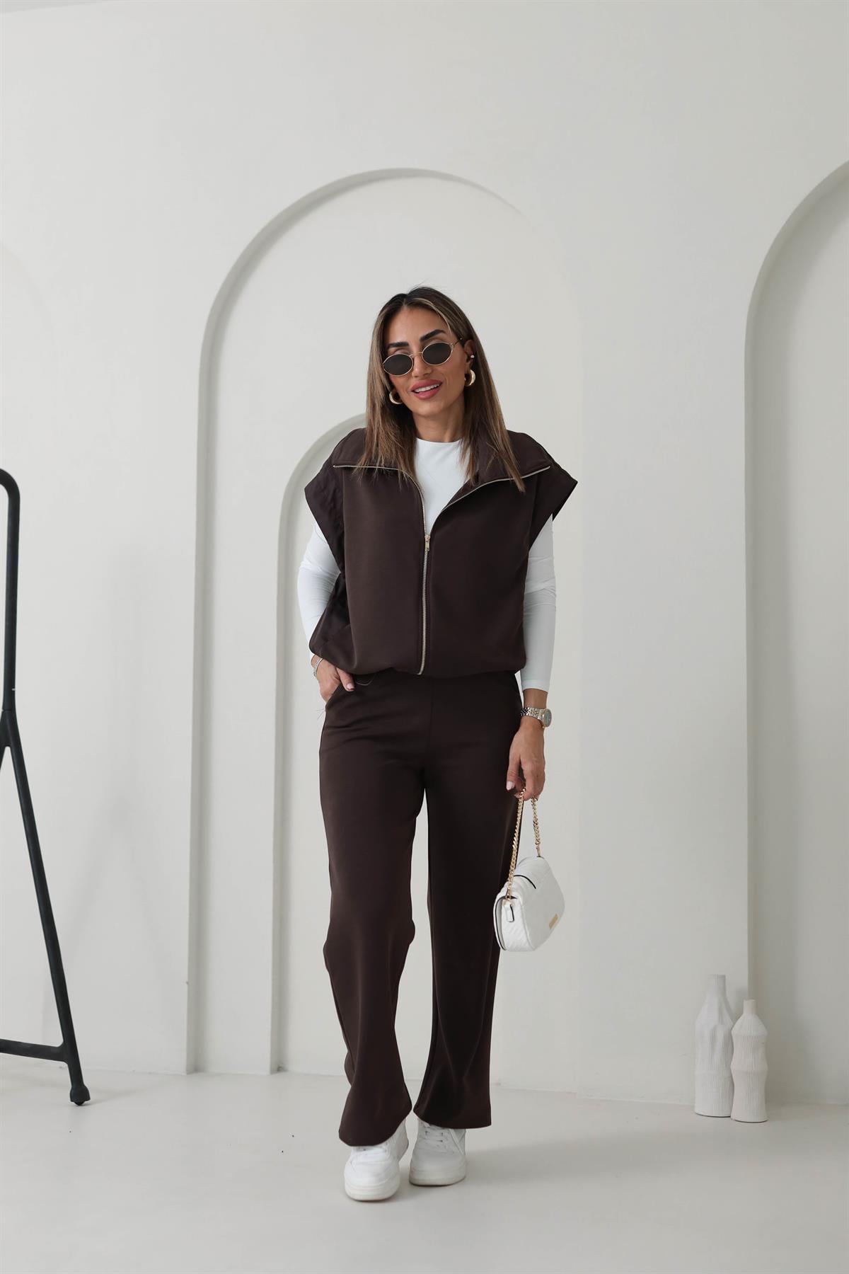 Ntwork Modal Yelekli Takım KAHVE