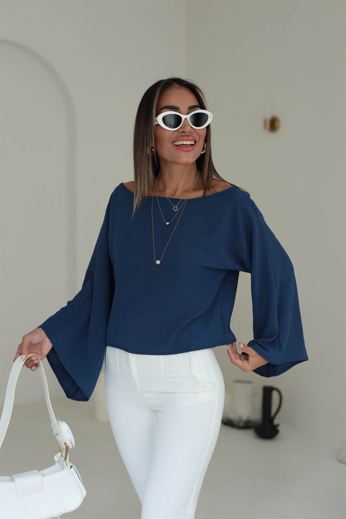 İthal Aerobin Kayık Yaka Bluz