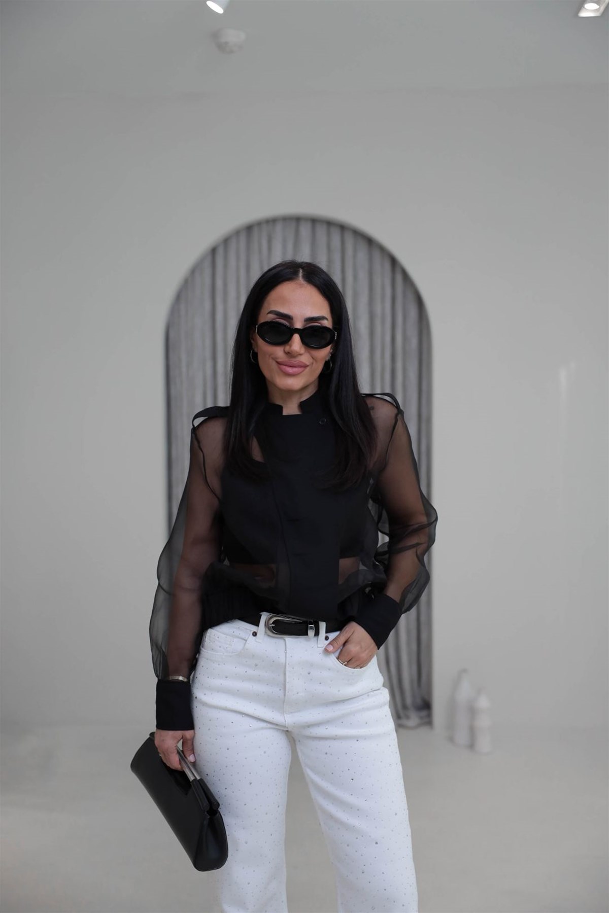 3718 Organze Atletli Bomber Ceket SİYAH