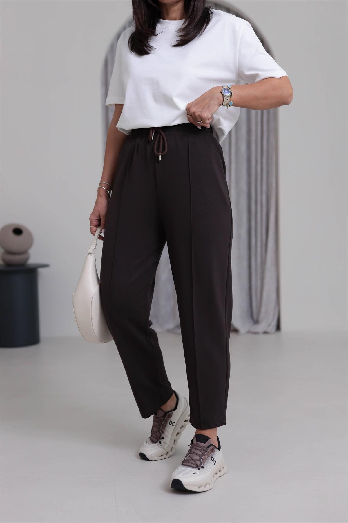 8007 Çimalı Eşofman Altı KAHVE