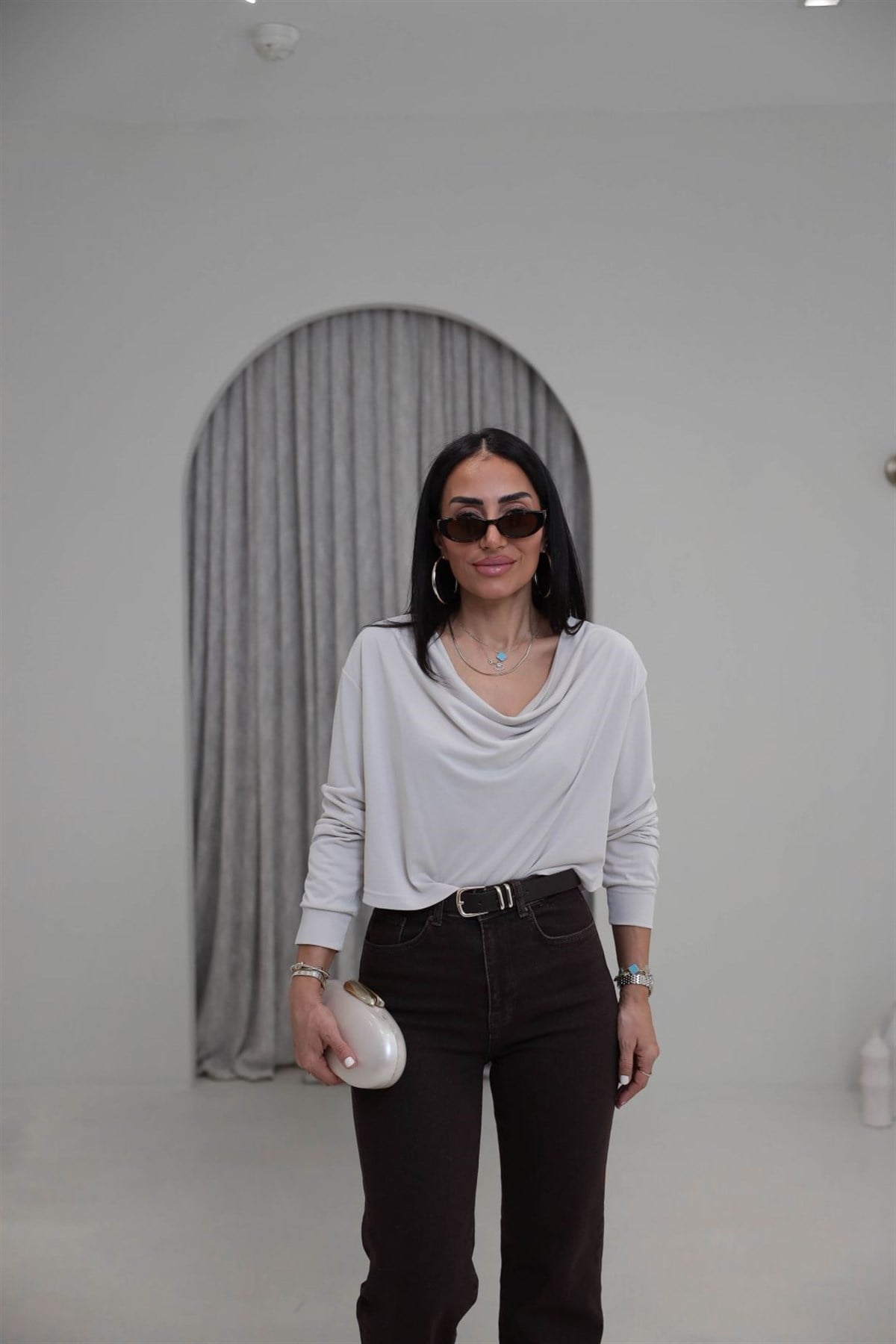 2424 Degaje Yaka Modal Bluz KREM