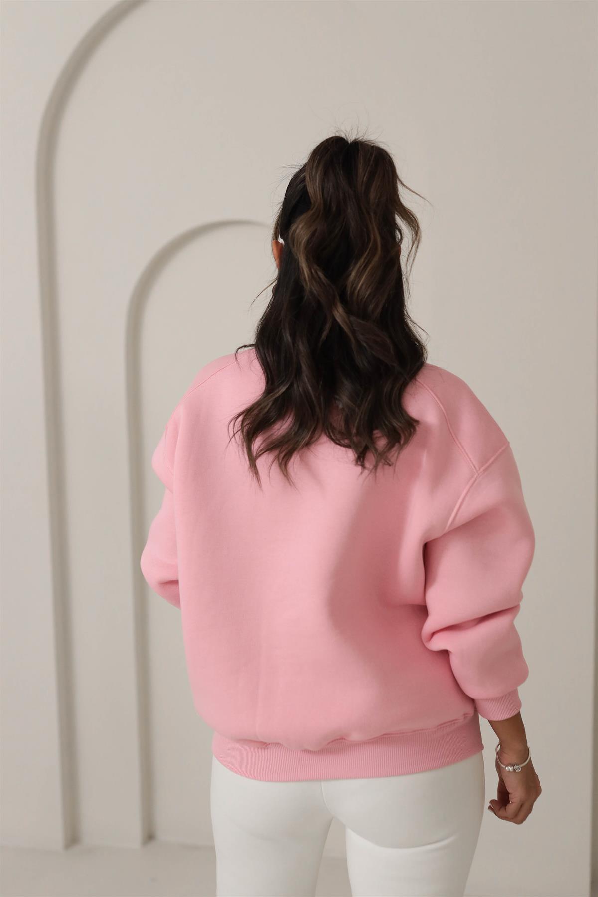 134 Bisiklet Yaka İplik Şardonlu Sweatshirt