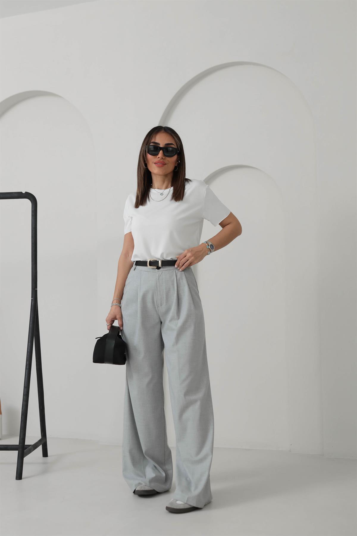0997 Pensli Palazzo Pantolon AÇIK GRİ