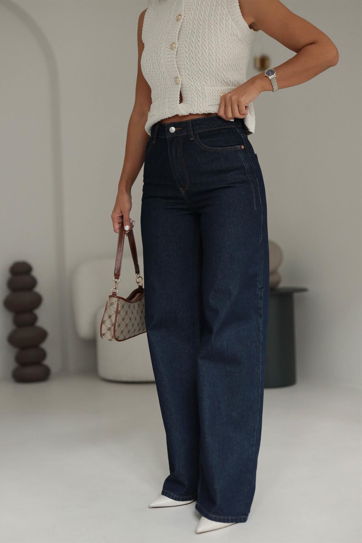 4380 Geniş Paça Flare Pantolon LACİVERT