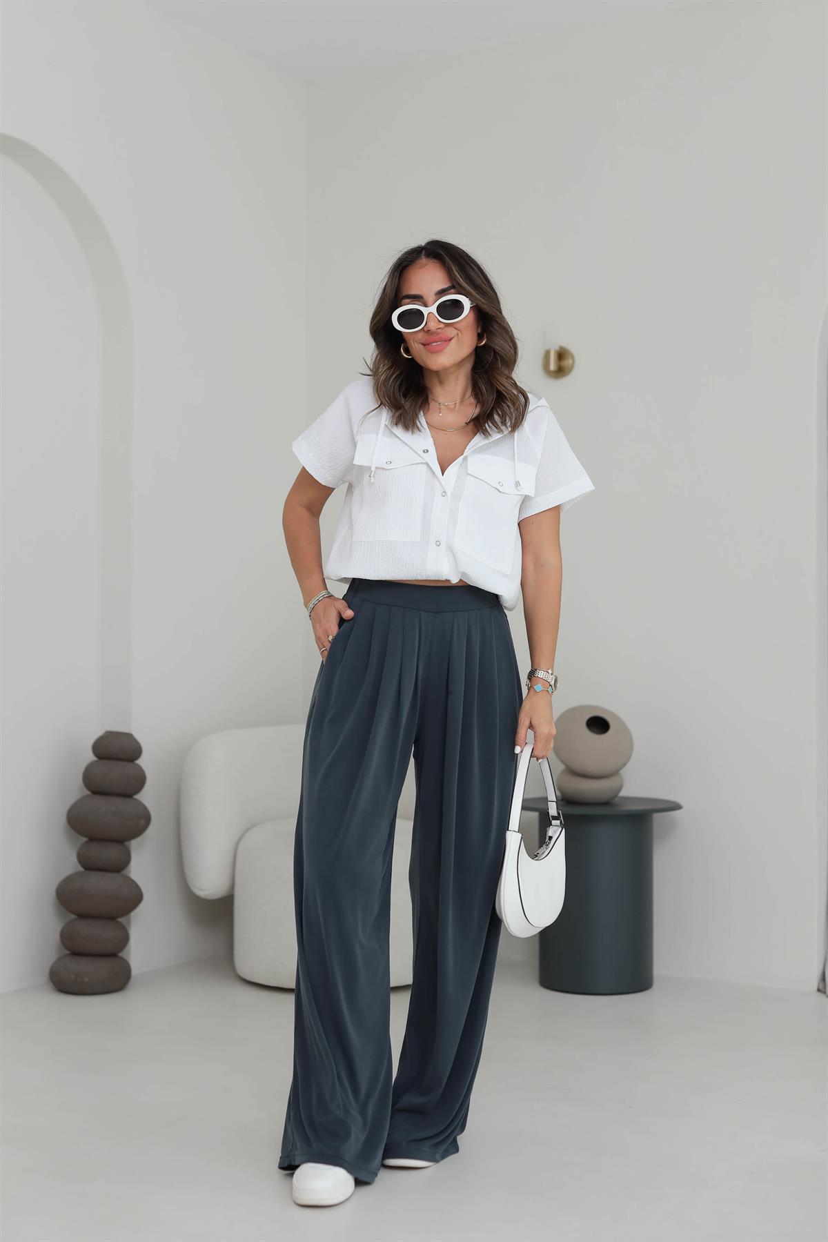 008 Oys Şalvar Modal Pantolon ANTRASİT