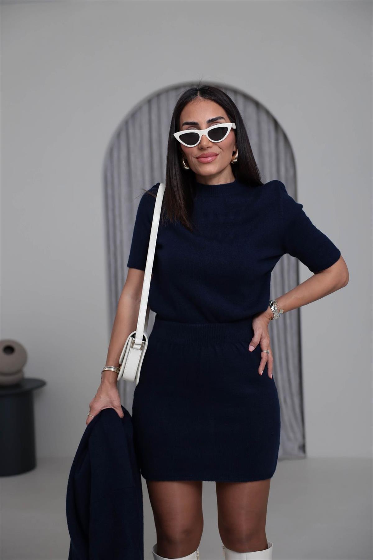 5245 Bluz Etek Hırkalı Takım LACİVERT