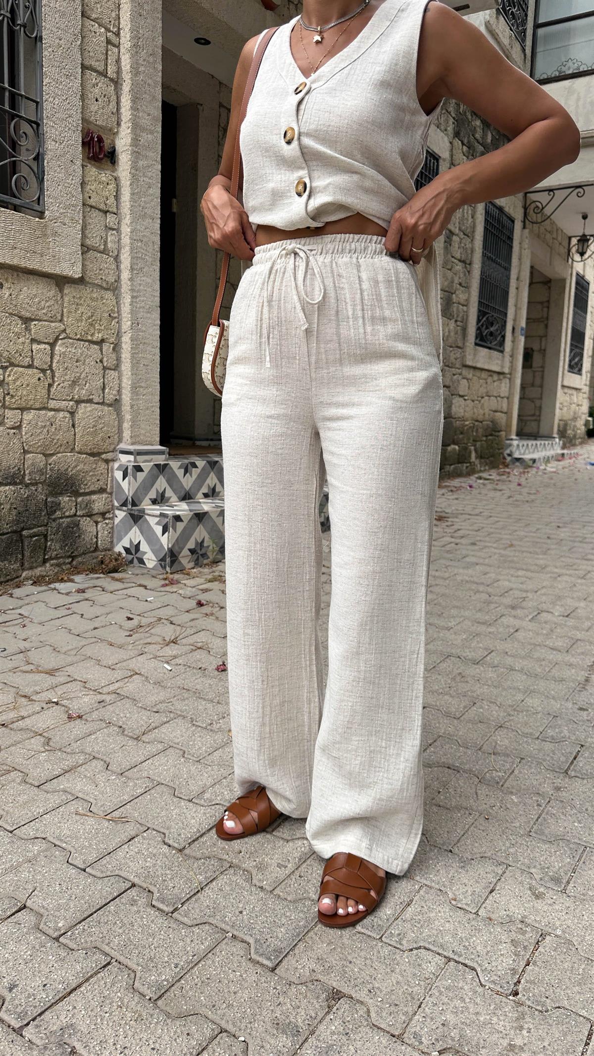 6307 Önü Bağcıklı Pantolon