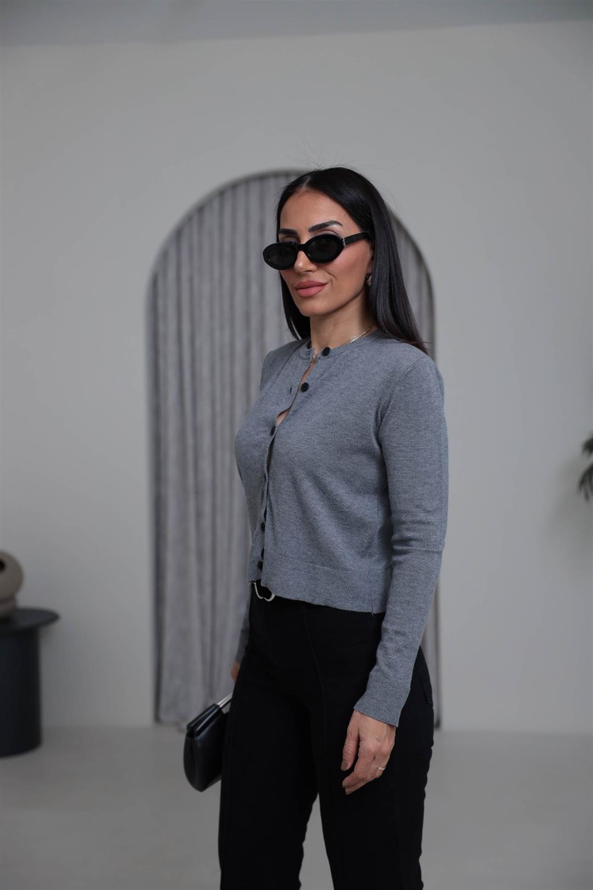 2016 Bisiklet Yaka Yumuşak Massi Hırka GRİ