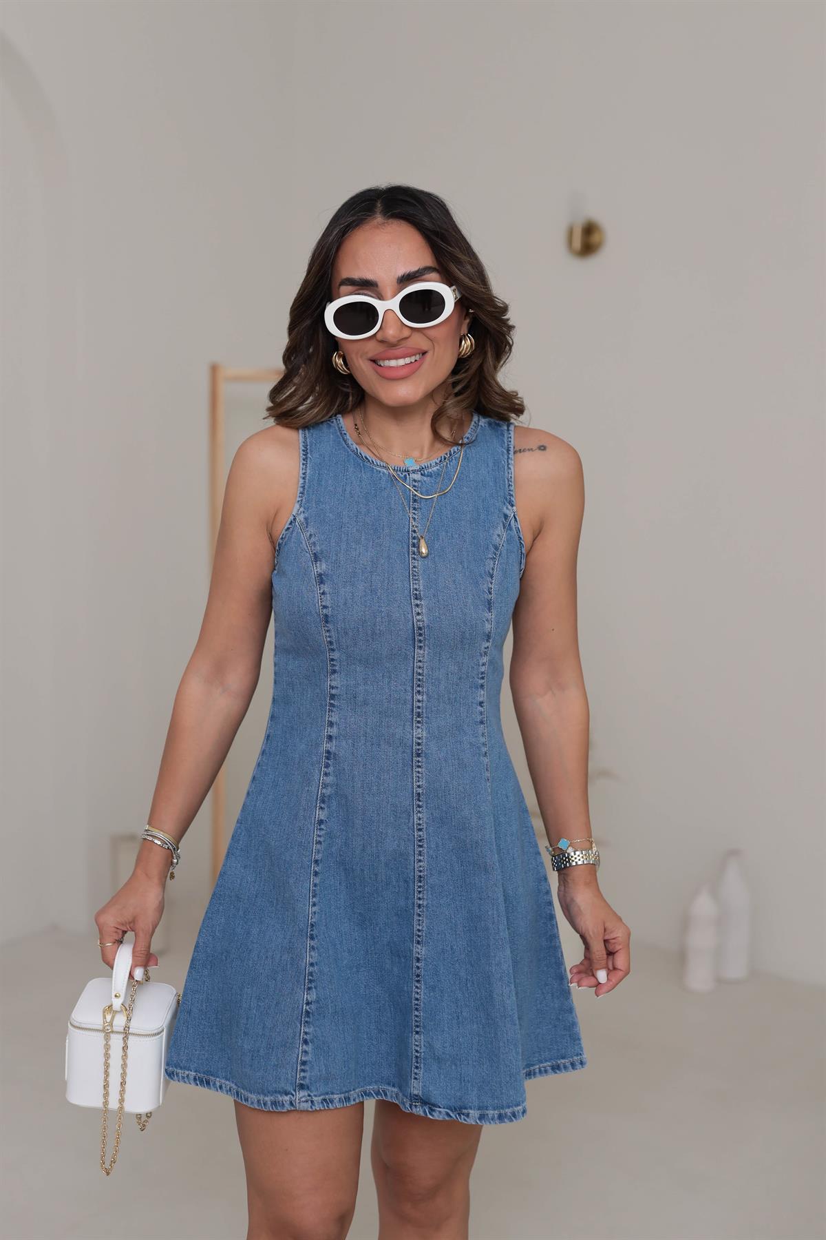 0559 Godeli Kot Elbise MAVİ